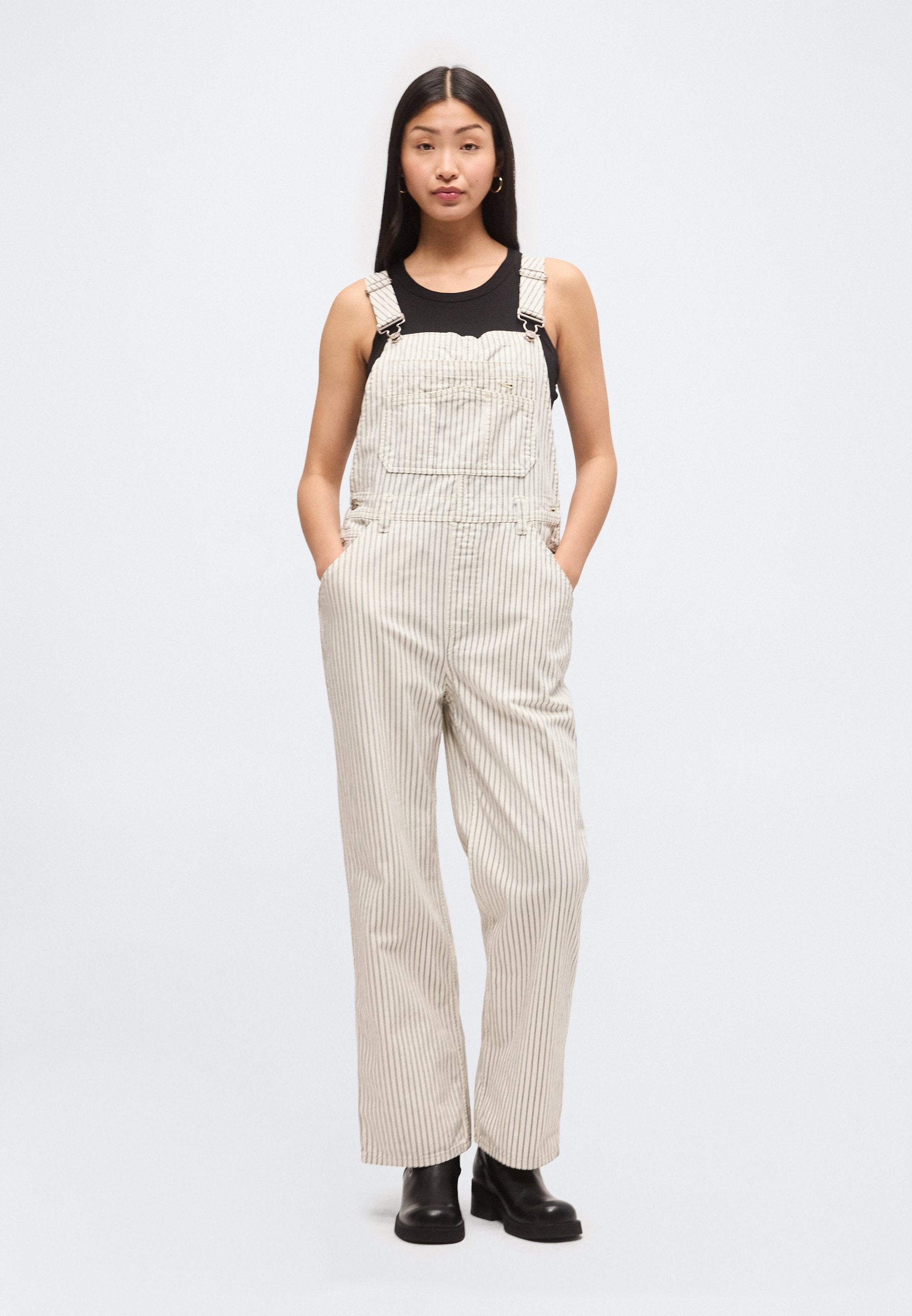 LOOSE OVERALL TEAGUE STRIPE - Denim Dungarees - navy