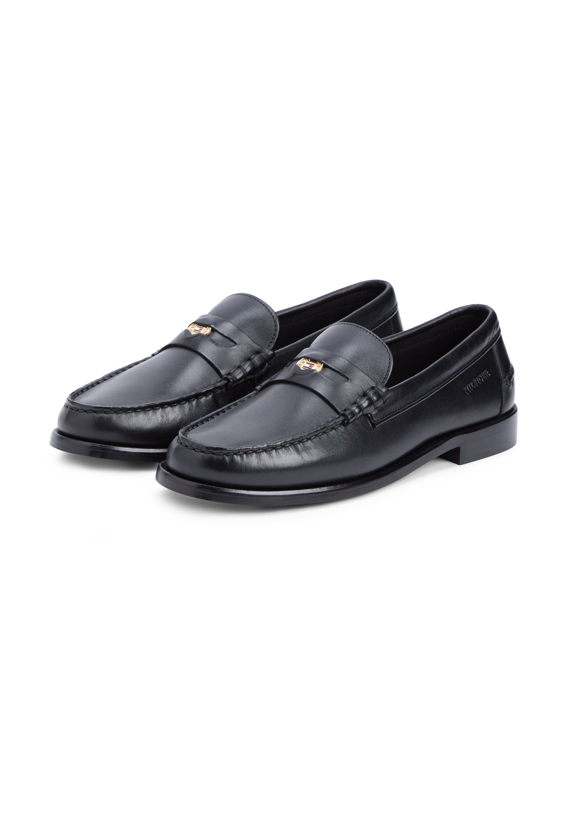 LEATHER COLOUR-BLOCKED LOAFERS - Slip-ons - black
