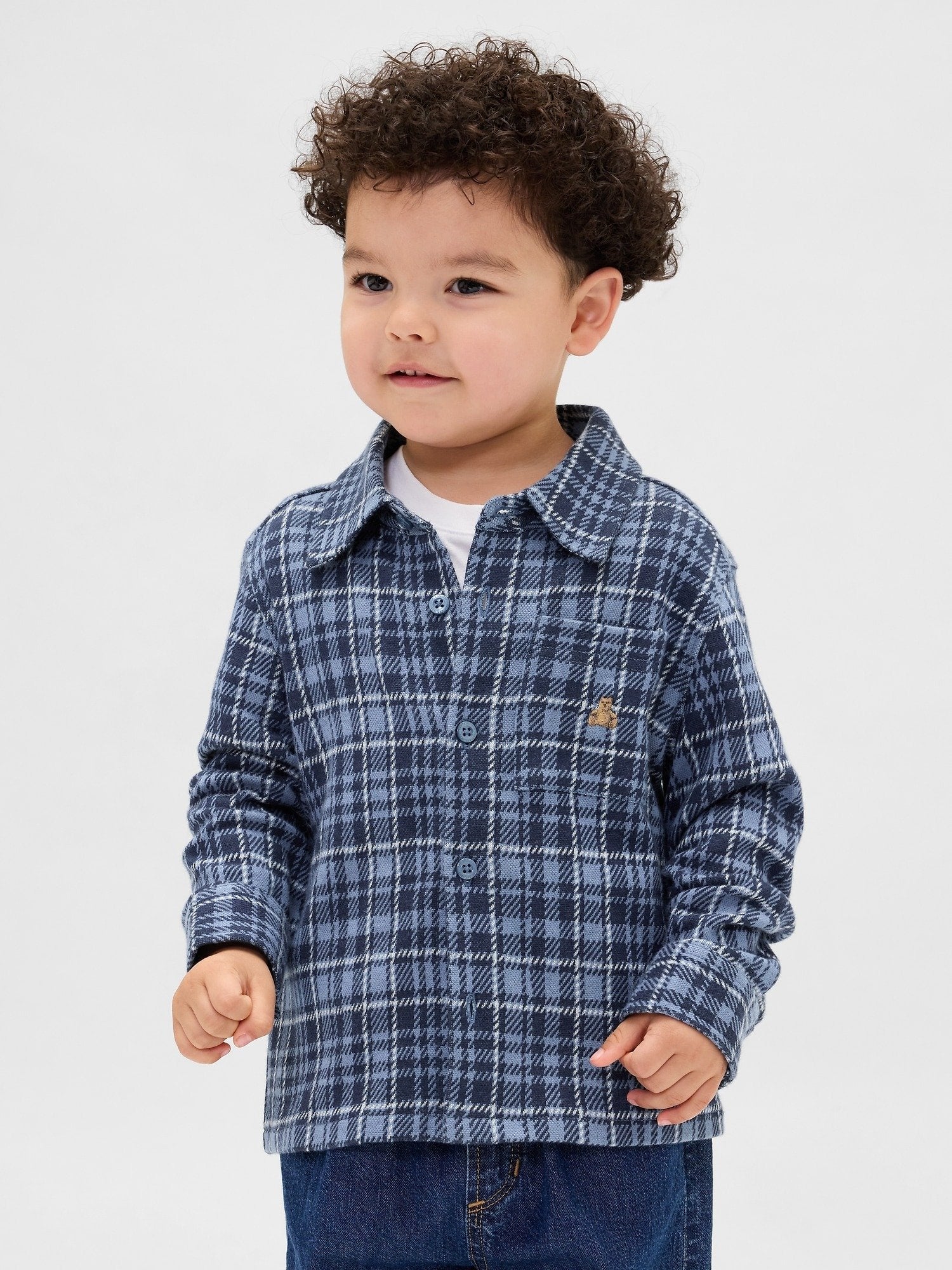 BABY & TODDLER PLAID BUTTON-FRONT SHIRT - Shirt - blue plaid