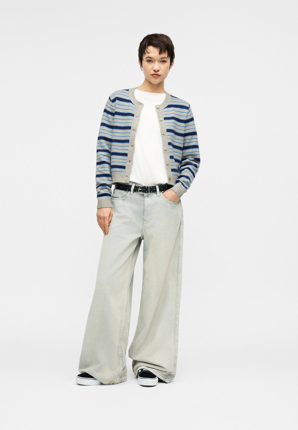 DOLLY STRIPE CARDIGAN - Cardigan - cement heather/bright azure