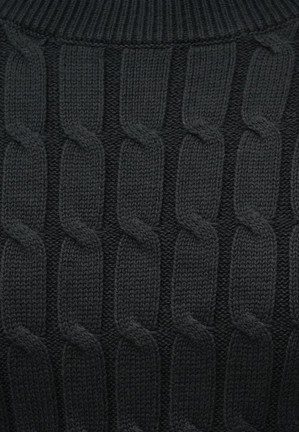 CABLE KNIT CREW NECK JUMPER - Jumper - black