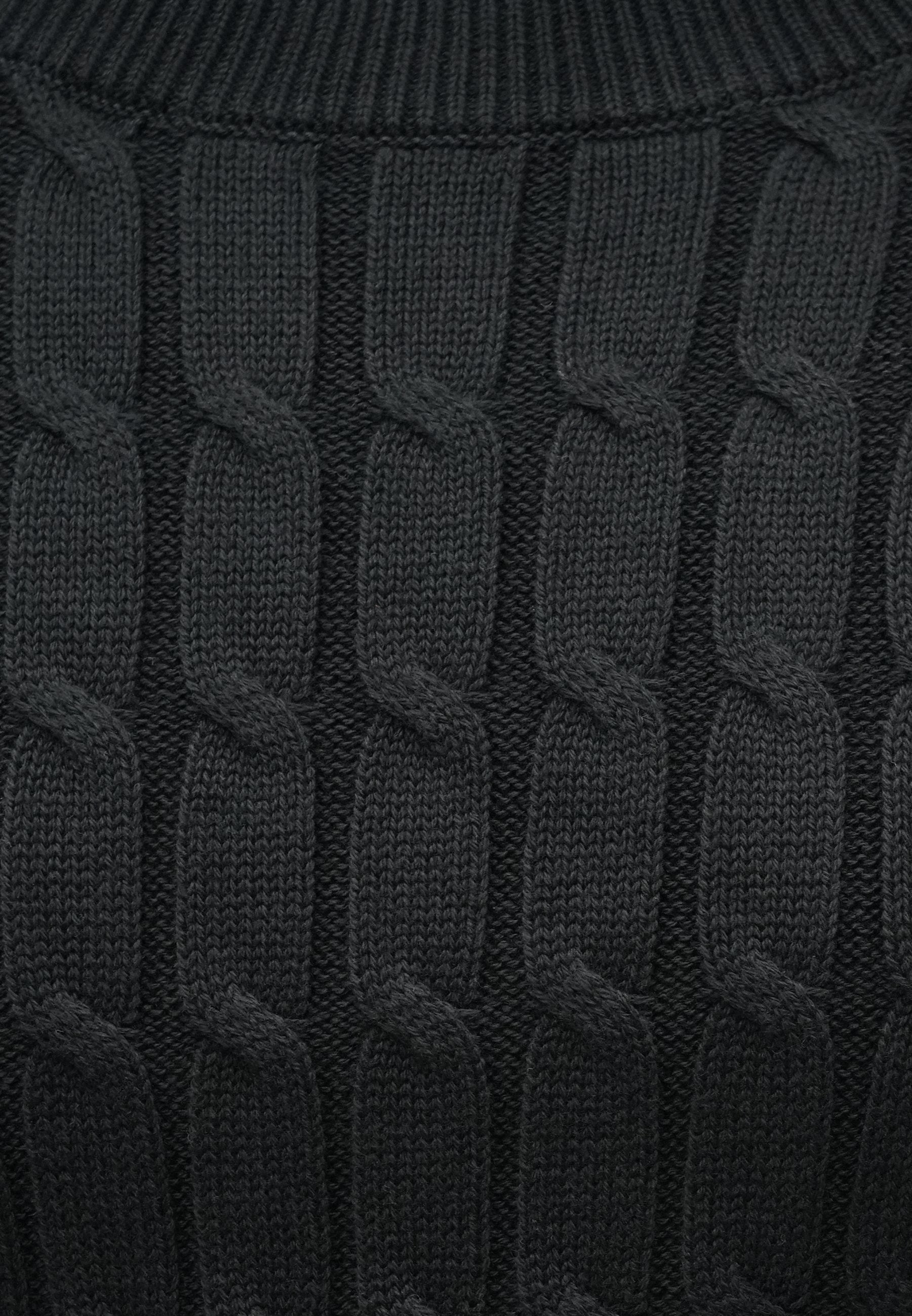 CABLE KNIT CREW NECK JUMPER - Jumper - black