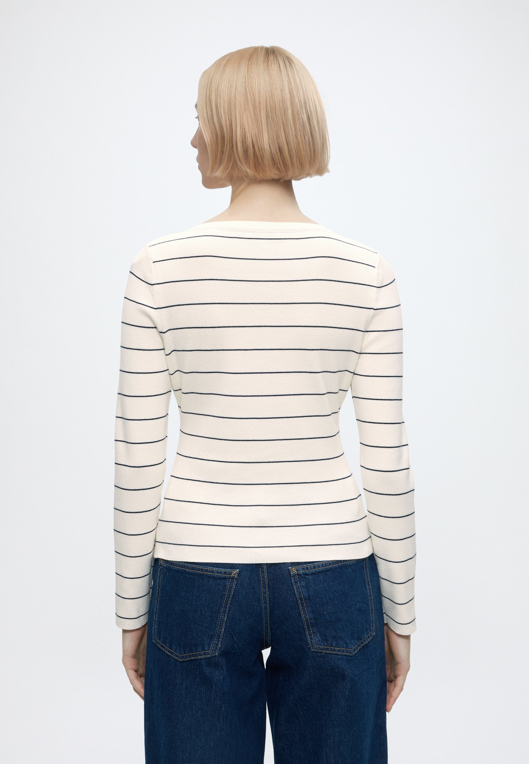 FULL NEEDLE BOAT - Jumper - ivory petal/dark navy