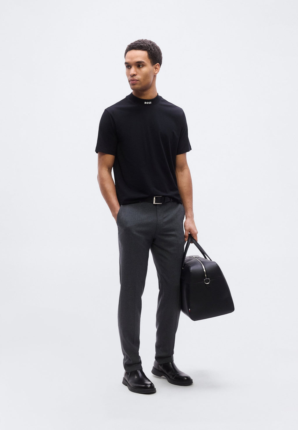 TEE COLLAR - Basic T-shirt - black