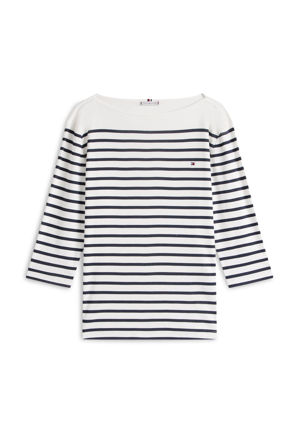 CURVE BOAT NECK THREE-QUARTER SLEEVE T-SHIRT - Long sleeved top - ecru / dark night navy stripe