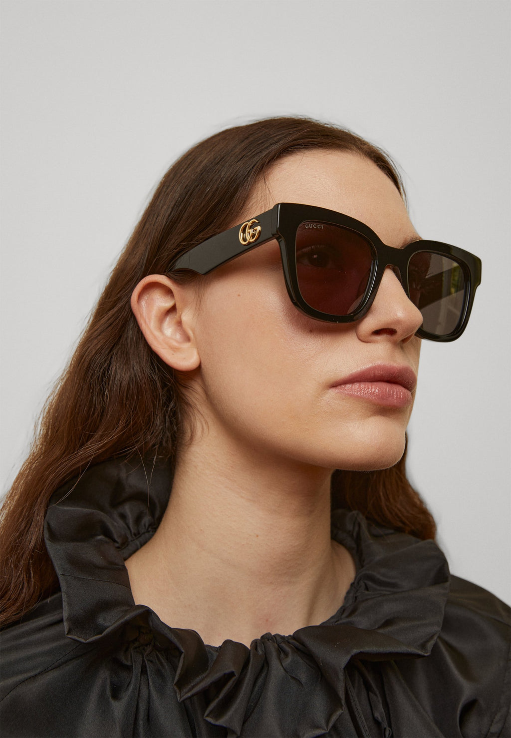 GG CAT-EYE SQUARE SUNGLASSES - Sunglasses - black/grey