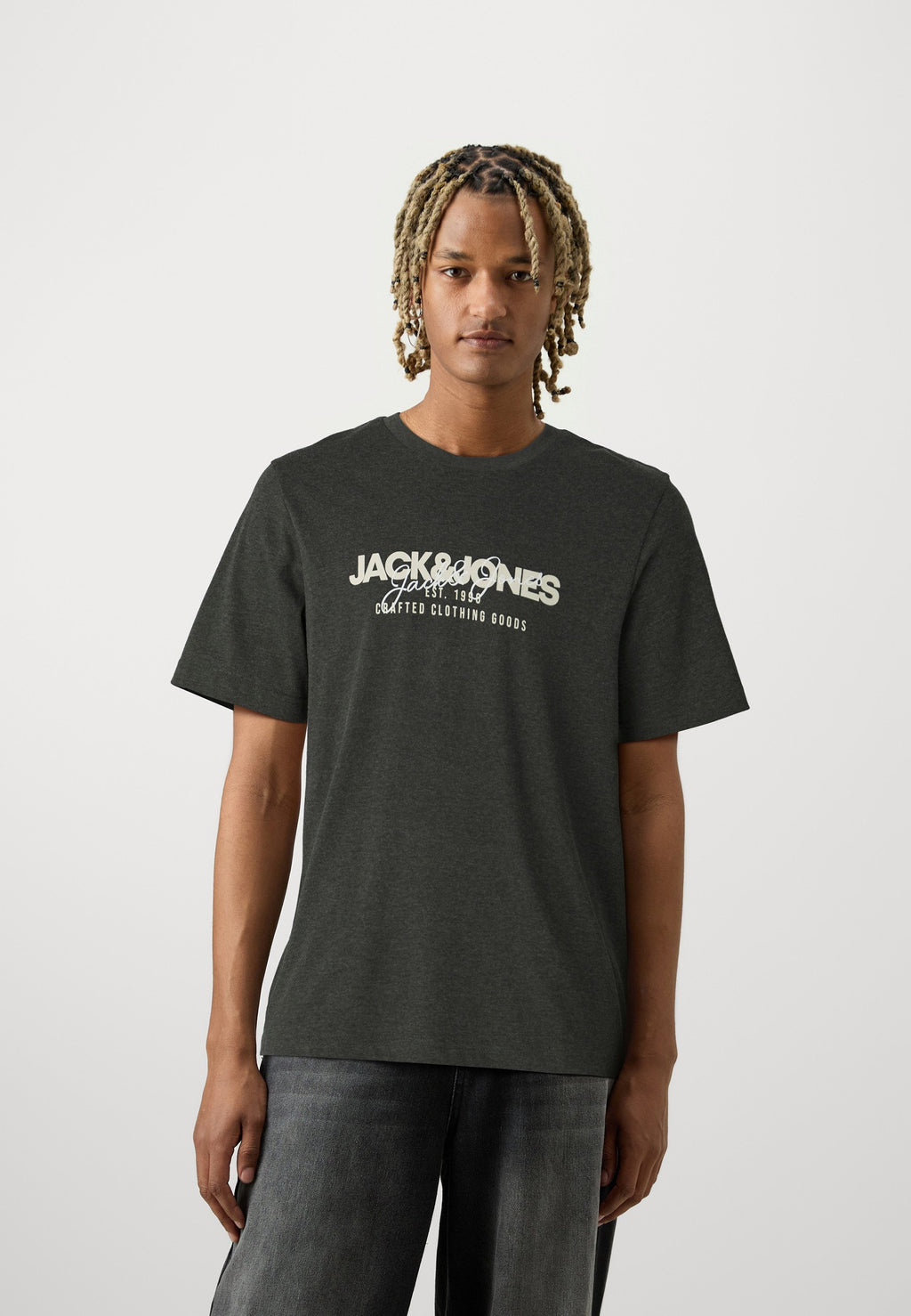JJALVIS TEE CREW NECK 3 PACK - Print T-shirt - kombu green/navyblazer/black