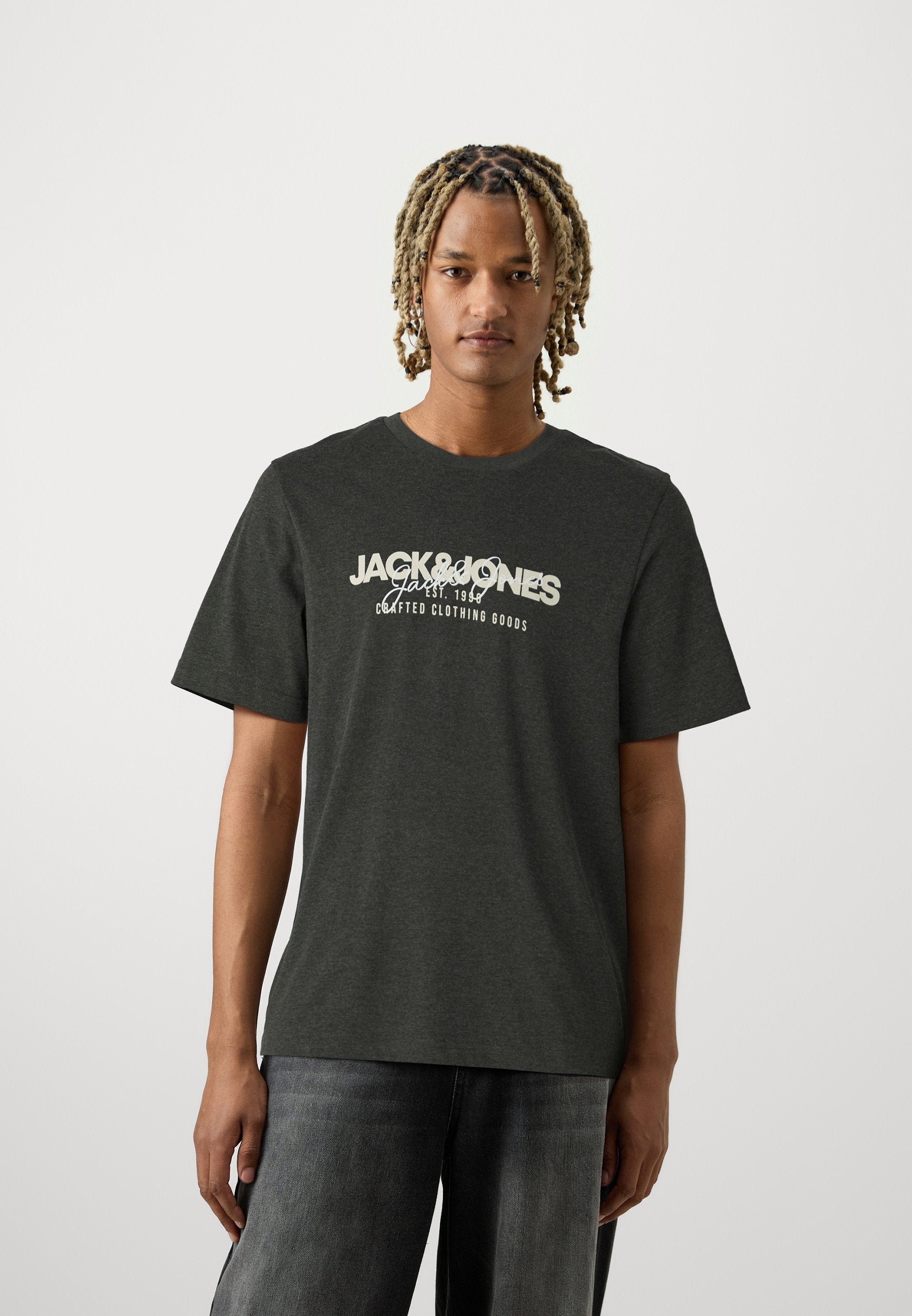 JJALVIS TEE CREW NECK 3 PACK - Print T-shirt - kombu green/navyblazer/black