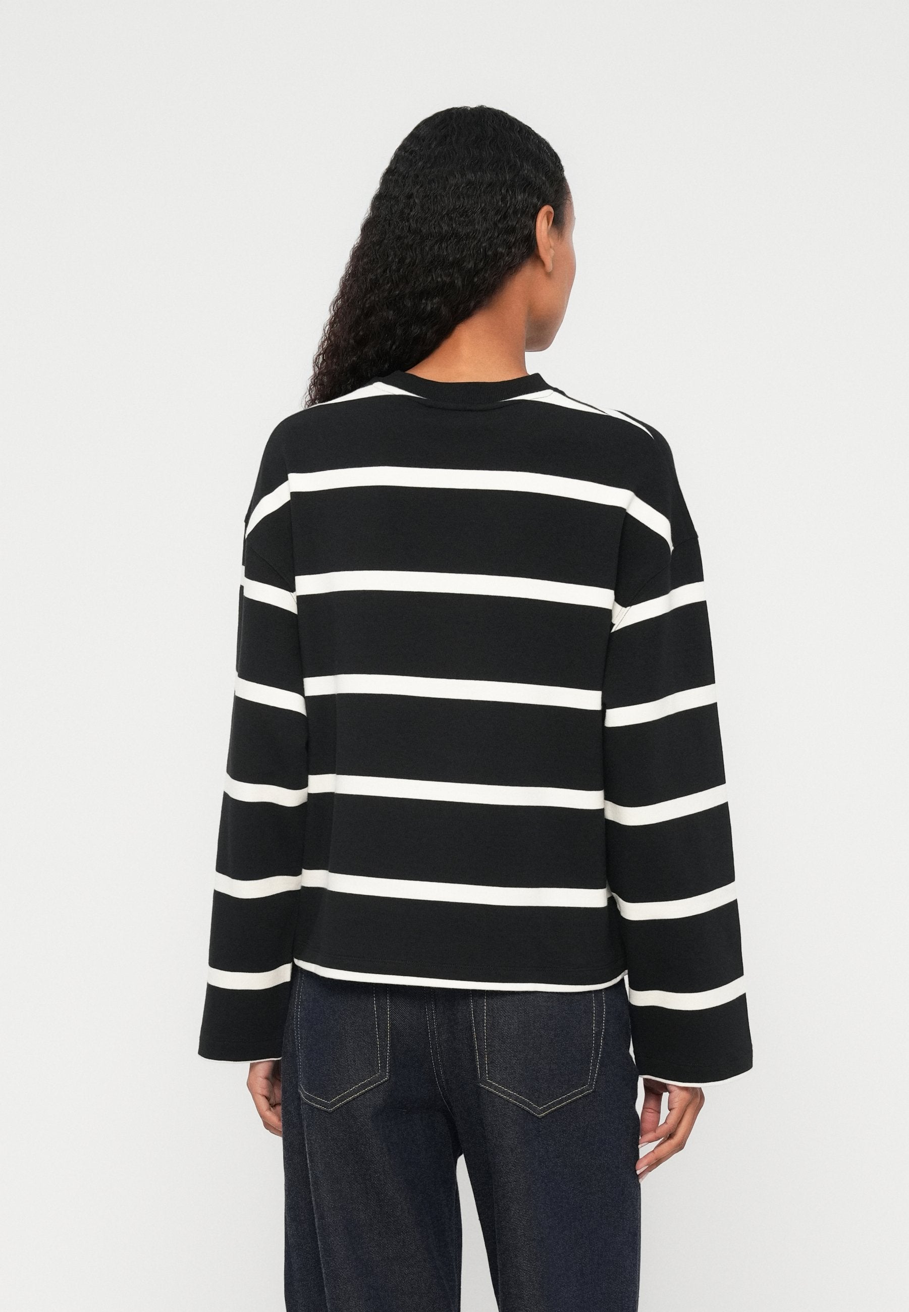 LOGO EMBROIDERY TERRY CREW NECK SWEATSHIRT - Sweatshirt - black/calico
