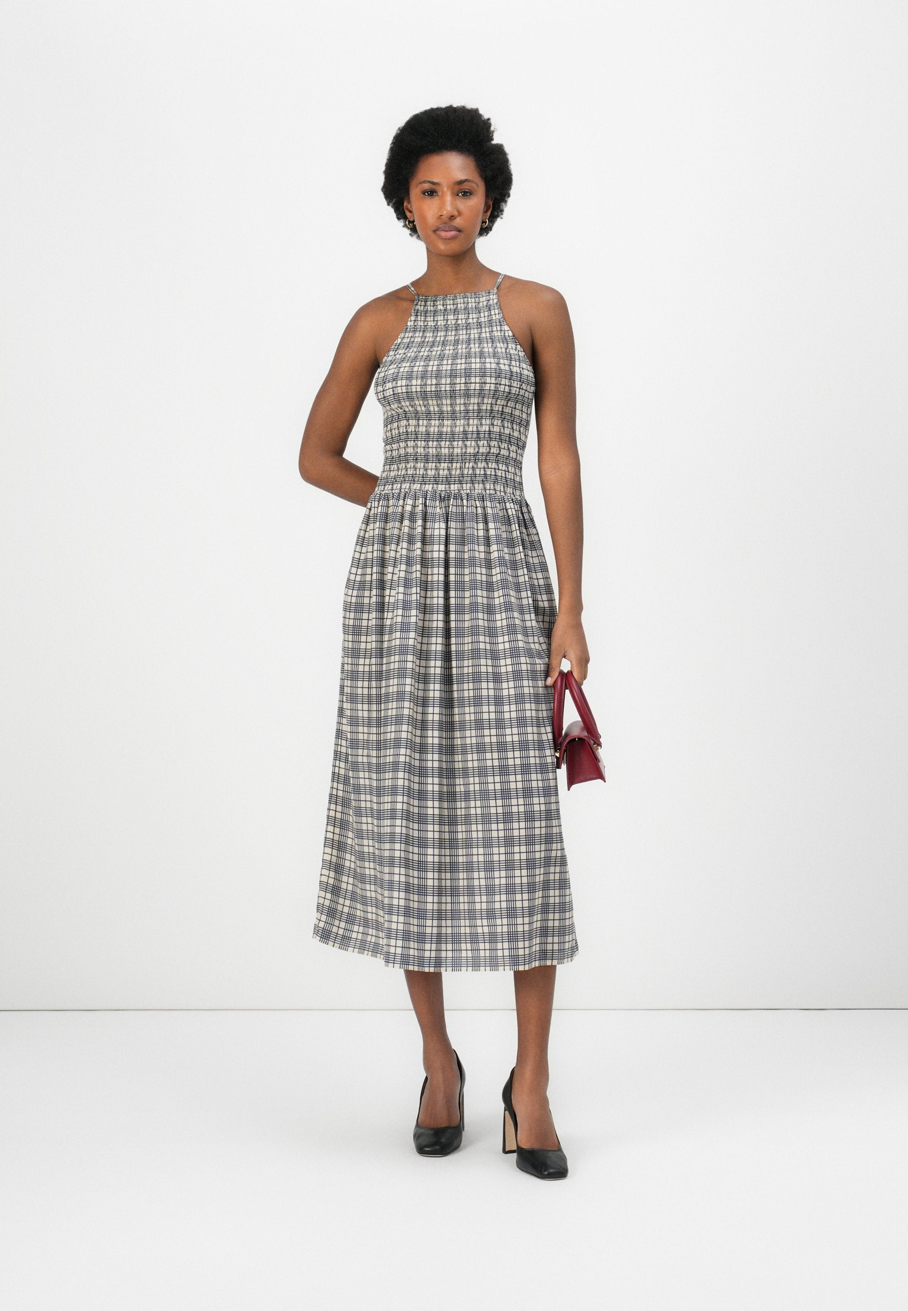 SHIRRED SLEEVELESS MIDI DRESS - Day dress - dark night navy
