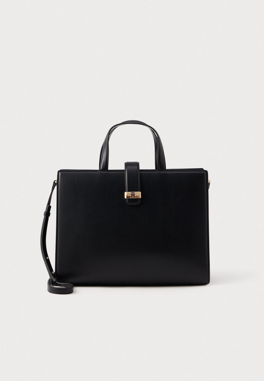 HERITAGE TH MONOGRAM PLAQUE SATCHEL - Cross body bag - black