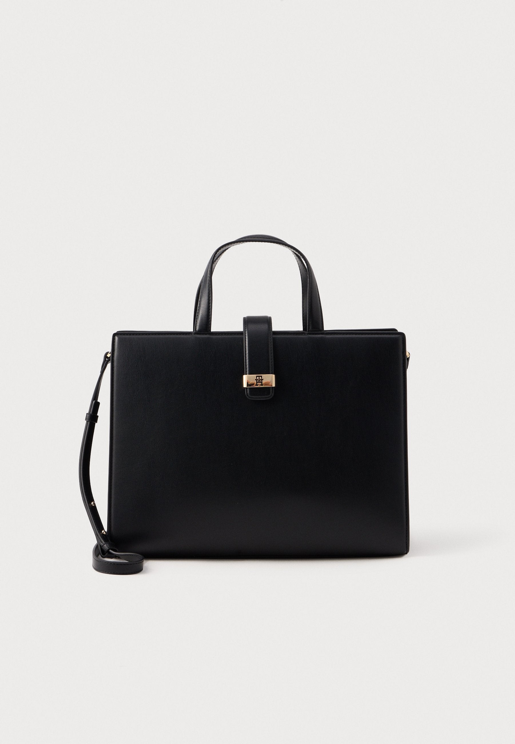 HERITAGE TH MONOGRAM PLAQUE SATCHEL - Cross body bag - black