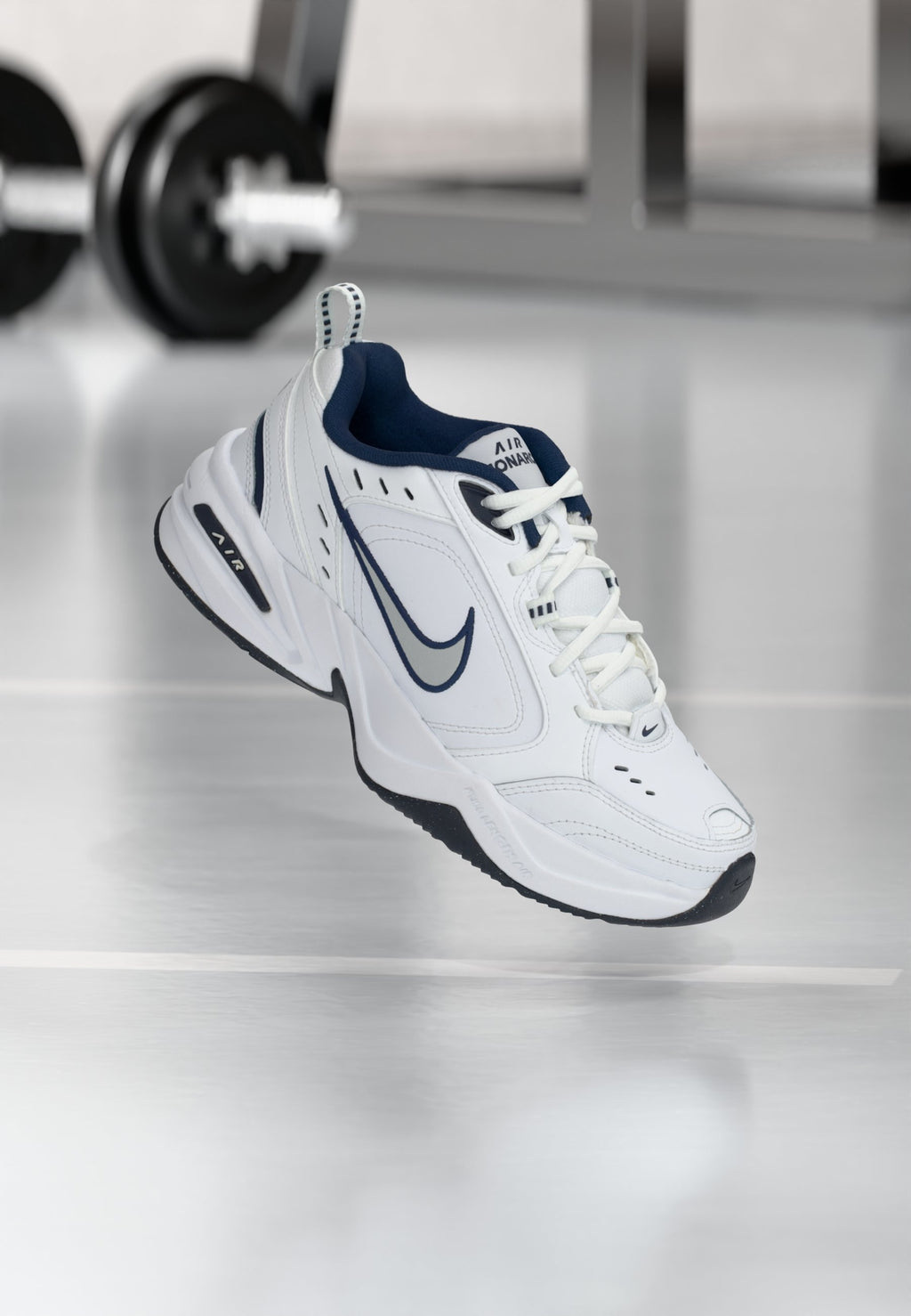AIR MONARCH IV - Training shoe - white/metallic silver-coloured/midnight navy