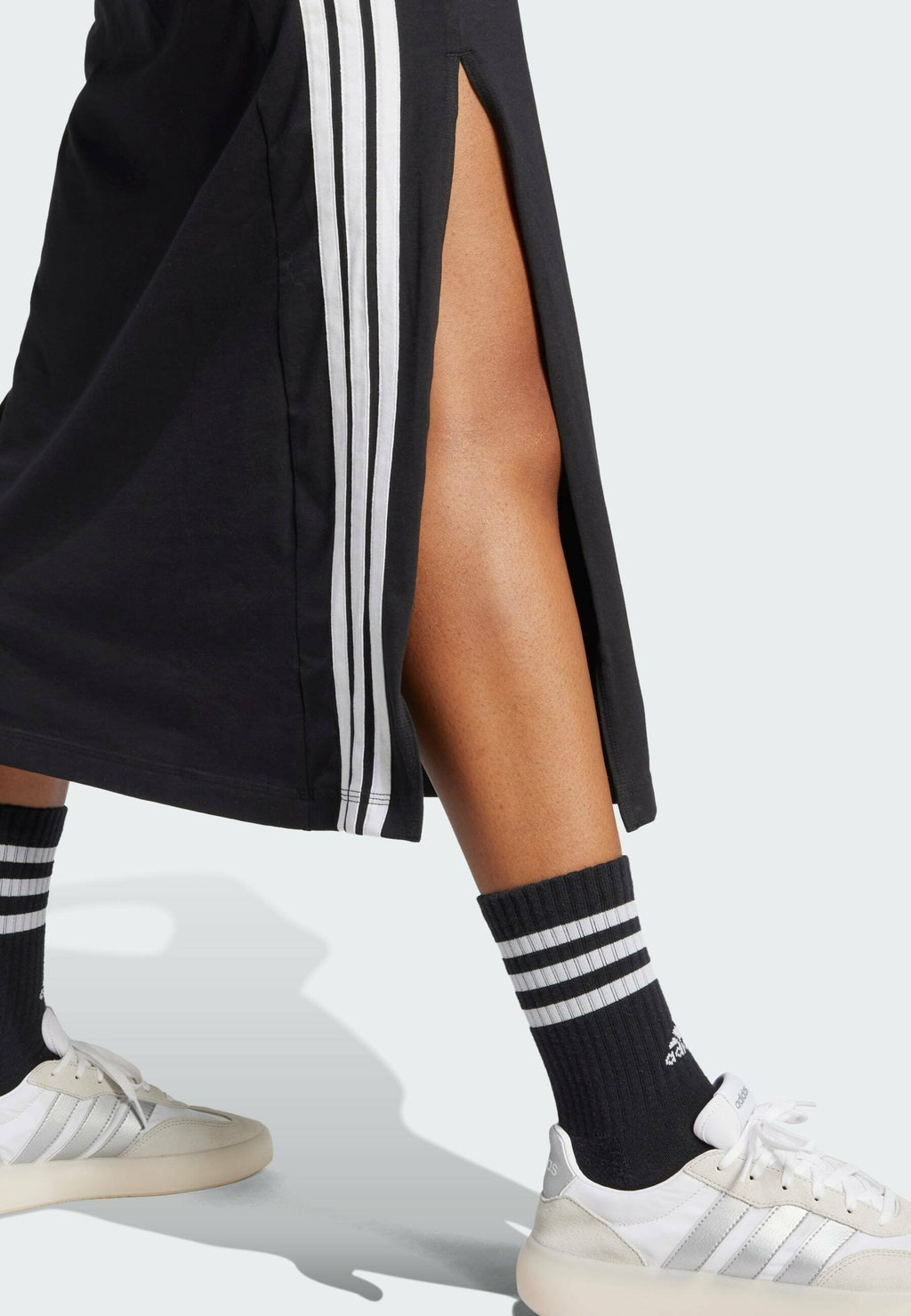 ESSENTIALS STRIPES LONG RACERBACK - Jersey dress - black   white