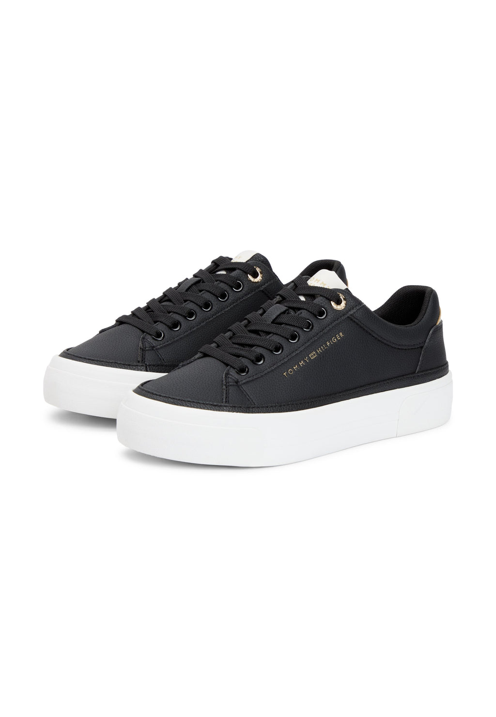 METALLIC LOGO PLATFORM TRAINERS WITH LEATHER - Trainers - black/ancient white