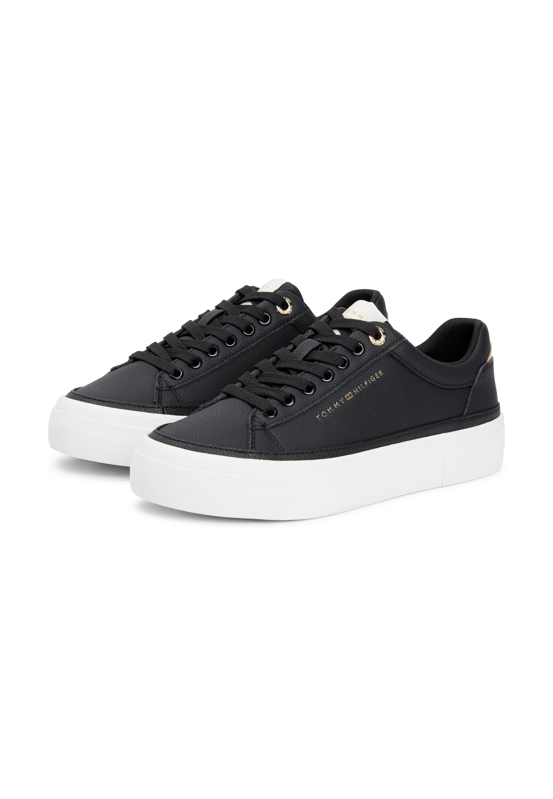 METALLIC LOGO PLATFORM TRAINERS WITH LEATHER - Trainers - black/ancient white