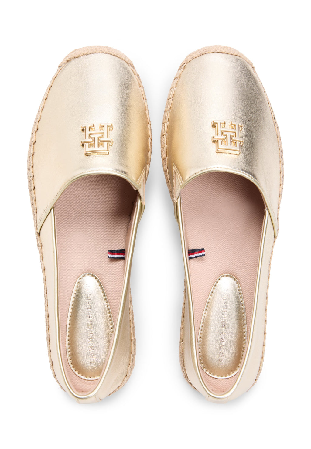 TH MONOGRAM METALLIC LEATHER ESPADRILLES - Espadrilles - gold-coloured