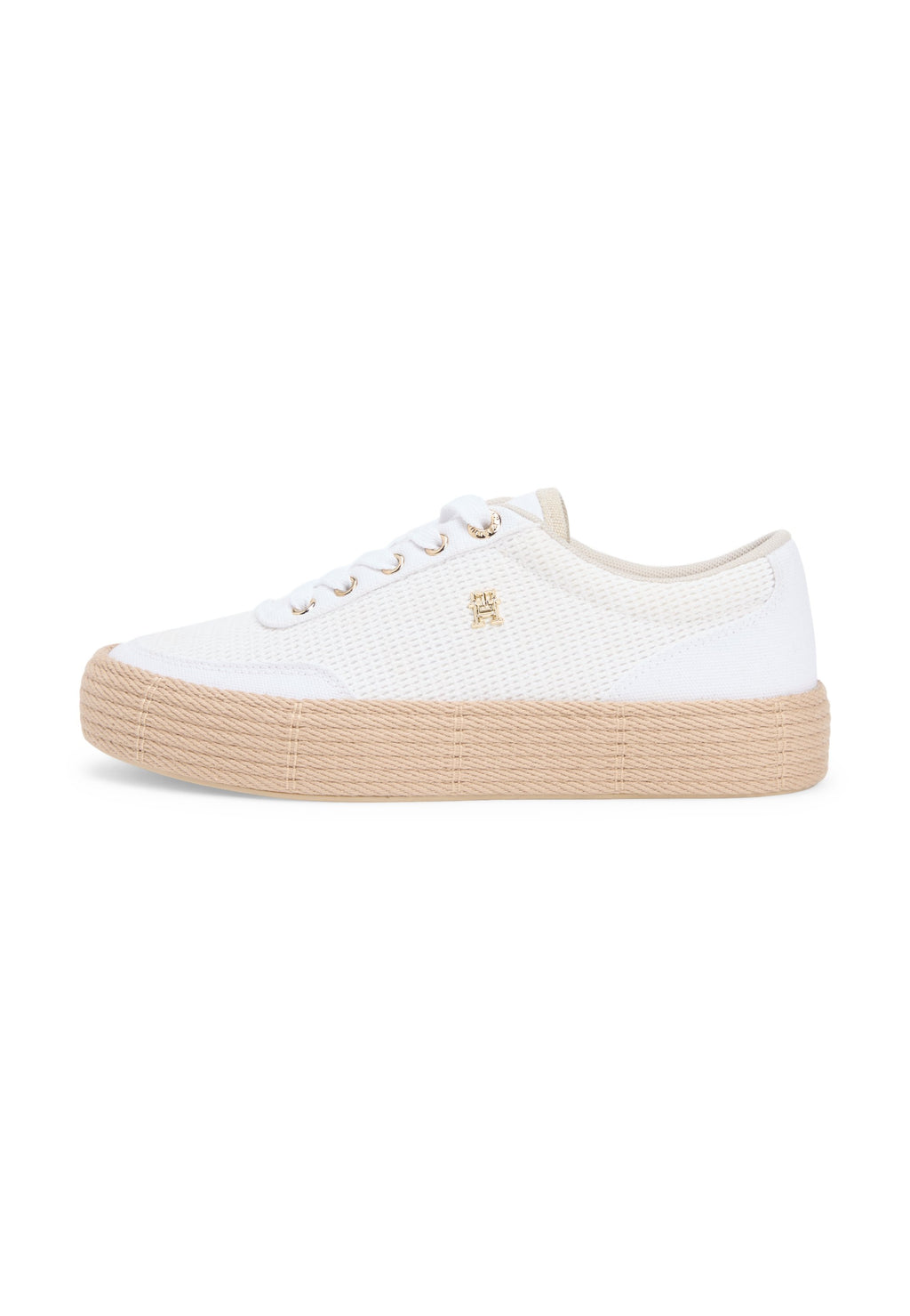 TH MONOGRAM CANVAS ROPE PLATFORM TRAINERS - Trainers - white/classic khaki