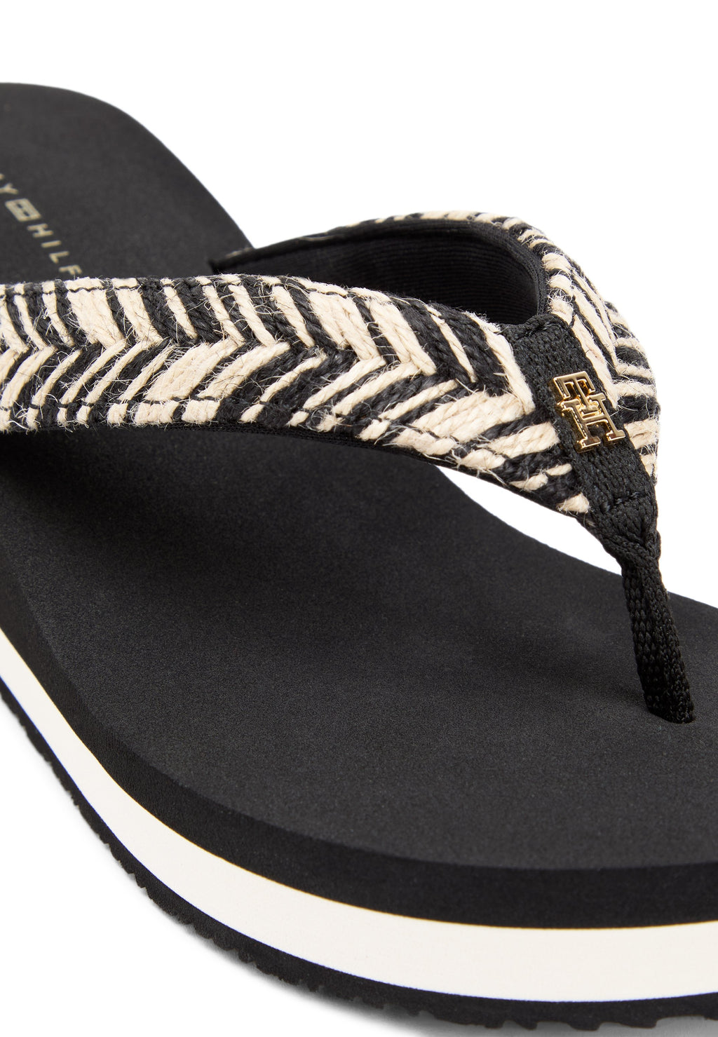 ROPE STRAP WEDGE FLIP-FLOPS - High heeled sandals - black