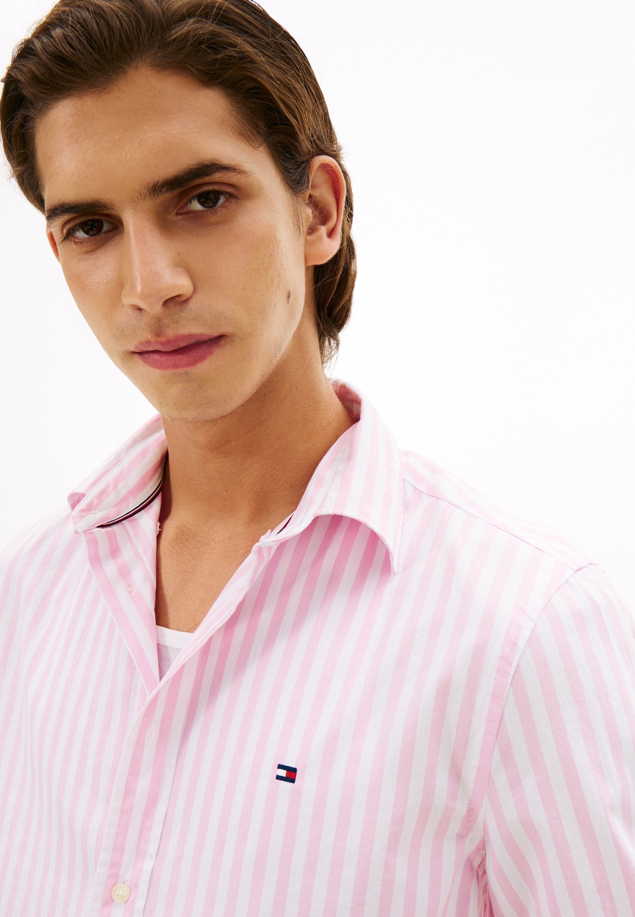 TH FLEX REGULAR FIT STRIPE POPLIN SHIRT - Shirt - classic pink/stripe