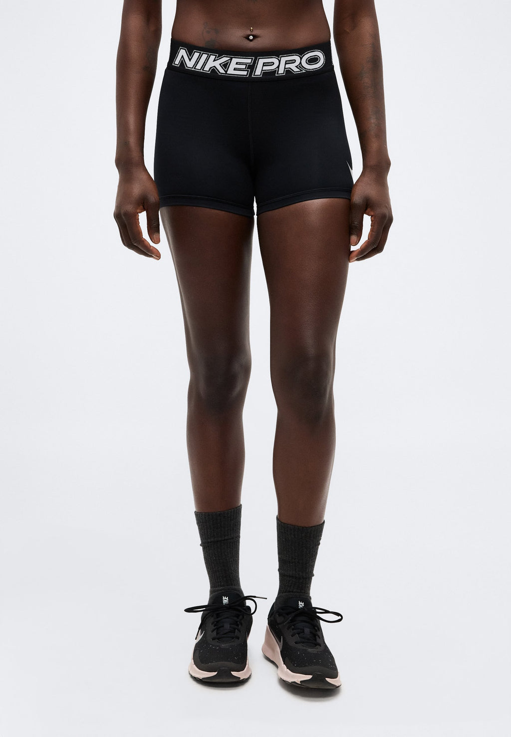 365 SHORT - Leggings - black/white/metallic silver-coloured