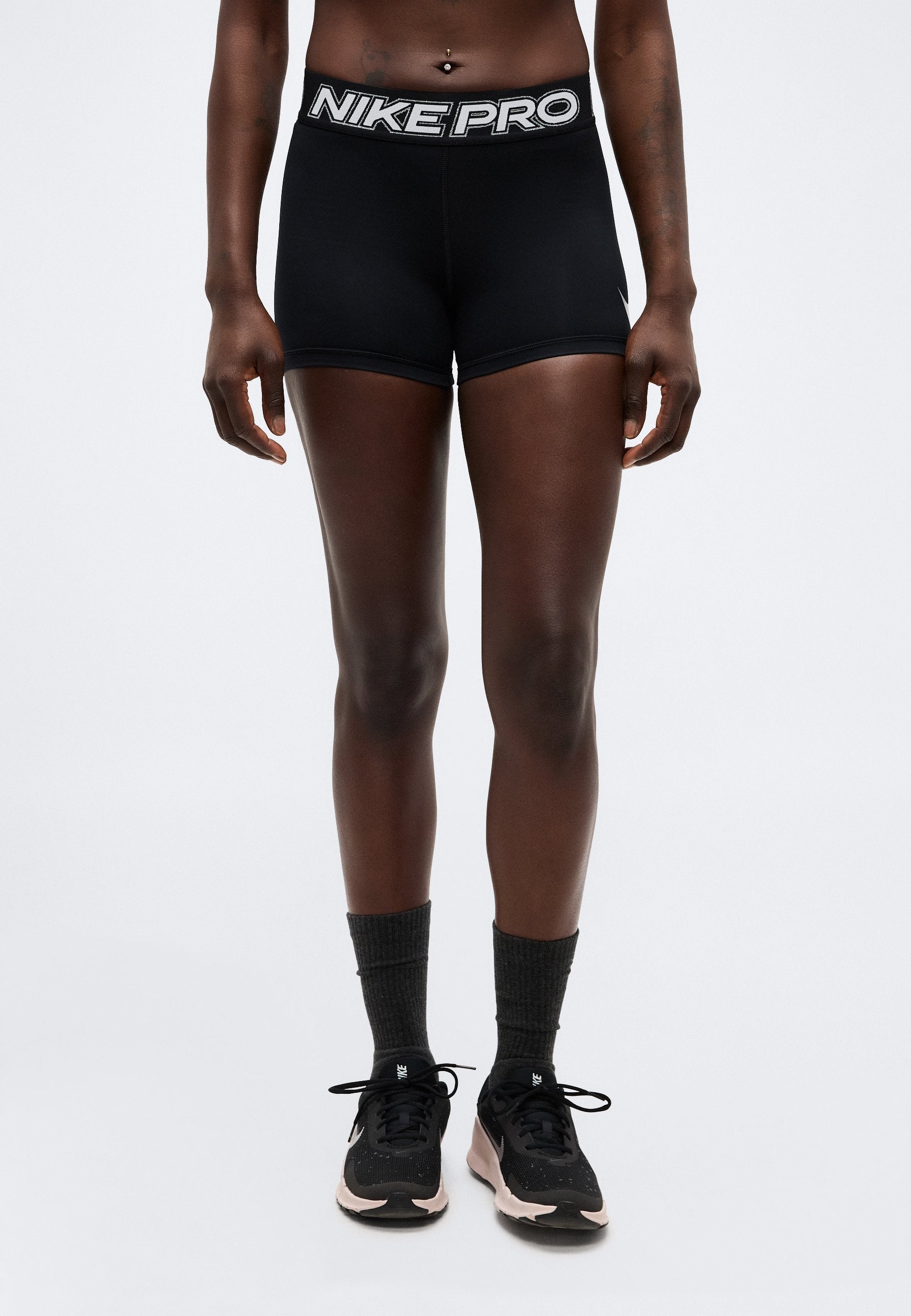 365 SHORT - Leggings - black/white/metallic silver-coloured