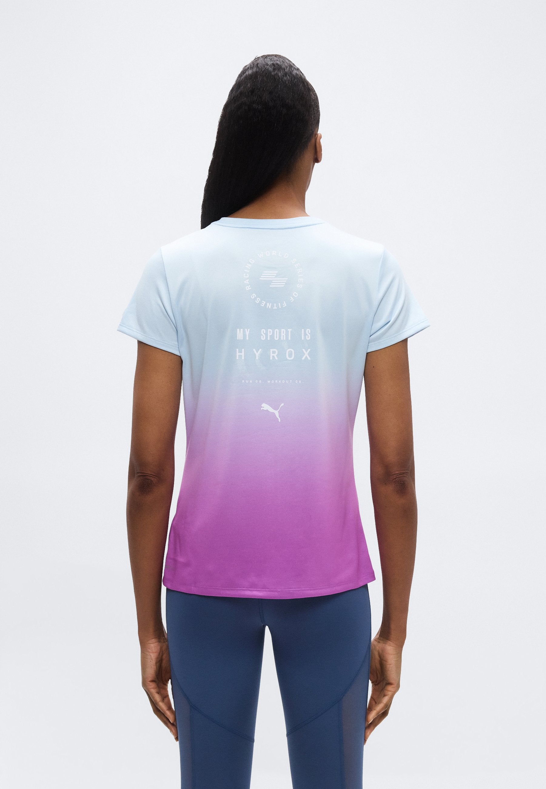 X HYROX GRAPHIC TEE - تي شيرت رياضي - لوسيت/أوركيد كهربائي
