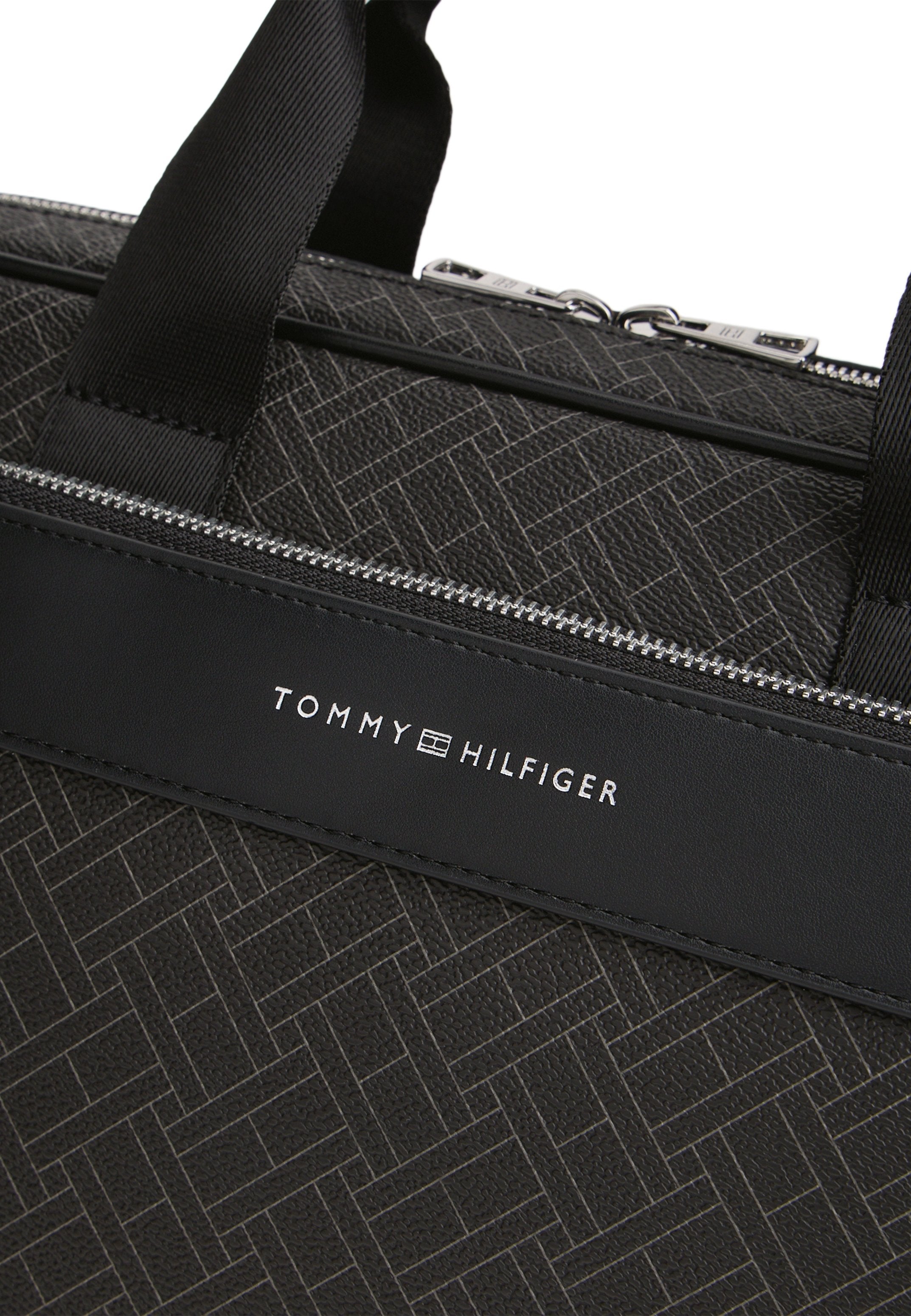 HILFIGER FLAG MIXED TEXTURE LAPTOP BAG - Briefcase - black