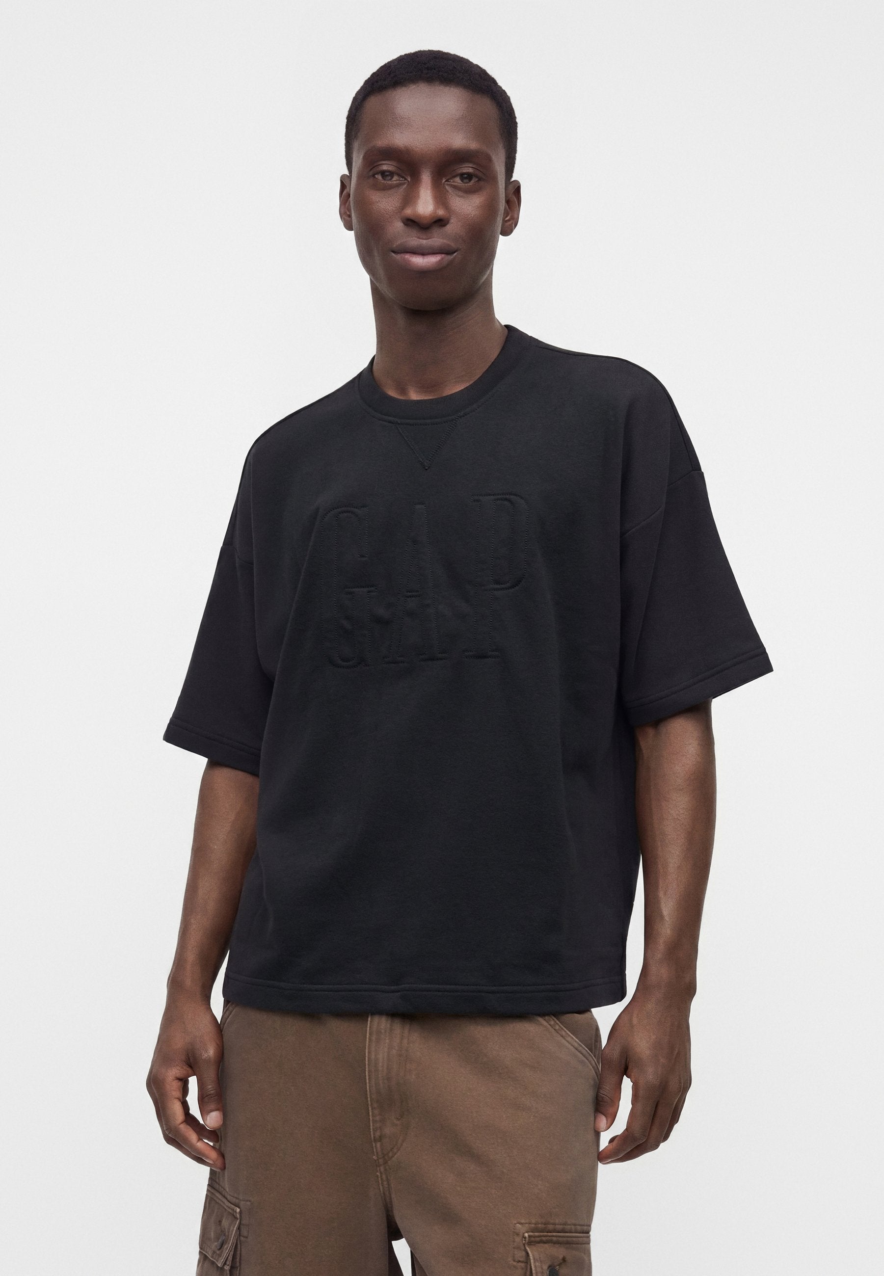 LOGO CROP CREW - Print T-shirt - moonless night