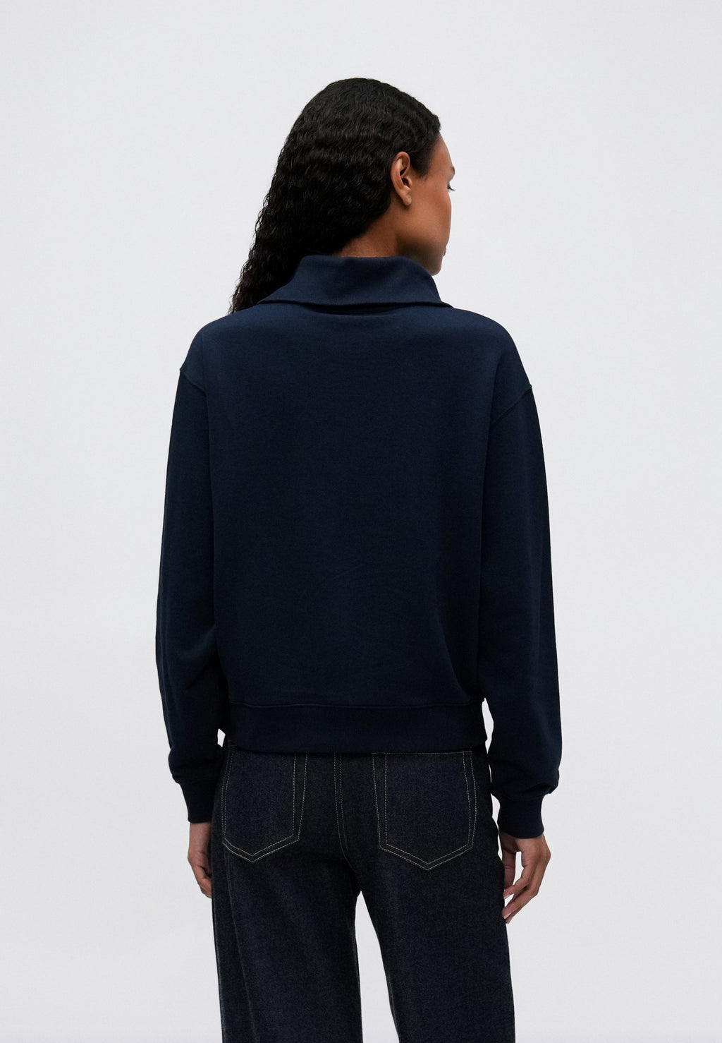 PULL ZIPPÉ COL MONTANT EN MOLLETON BRODÉ LOGO - Sweat-shirt - marine nuit