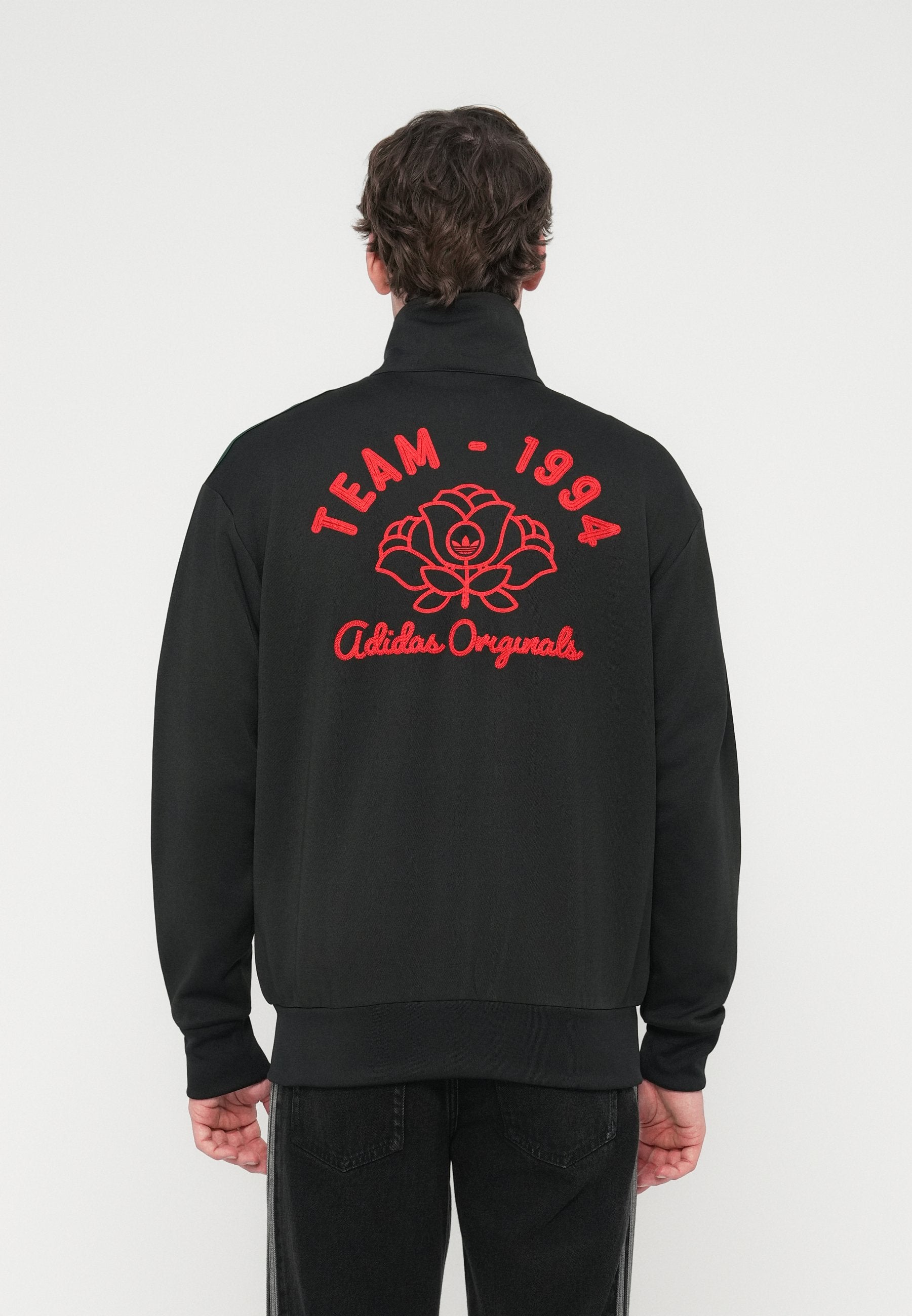 TRACK - Sweat-shirt zippé - noir/vert universitaire
