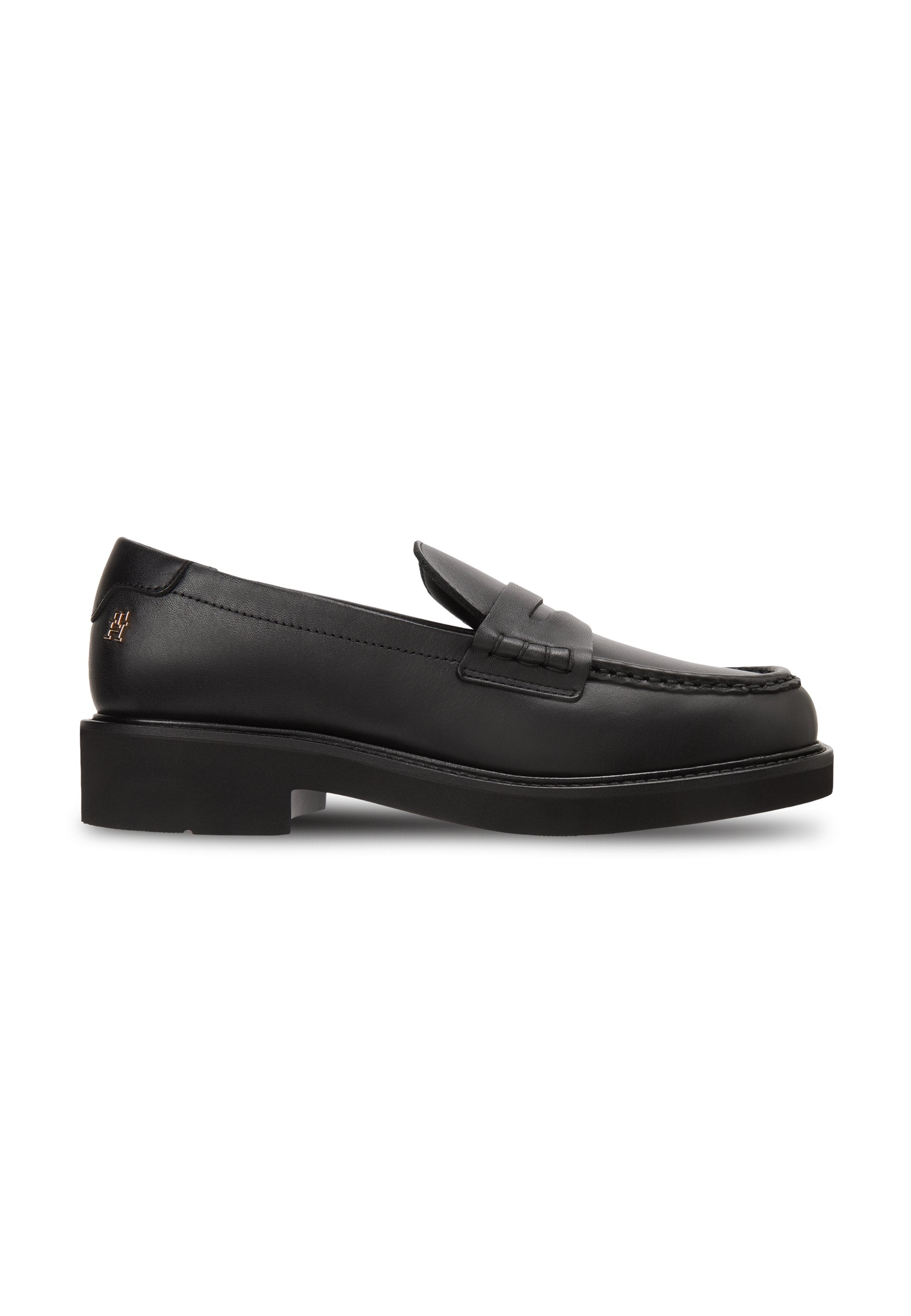 LEATHER CHUNKY PENNY LOAFERS - Slip-ons - black