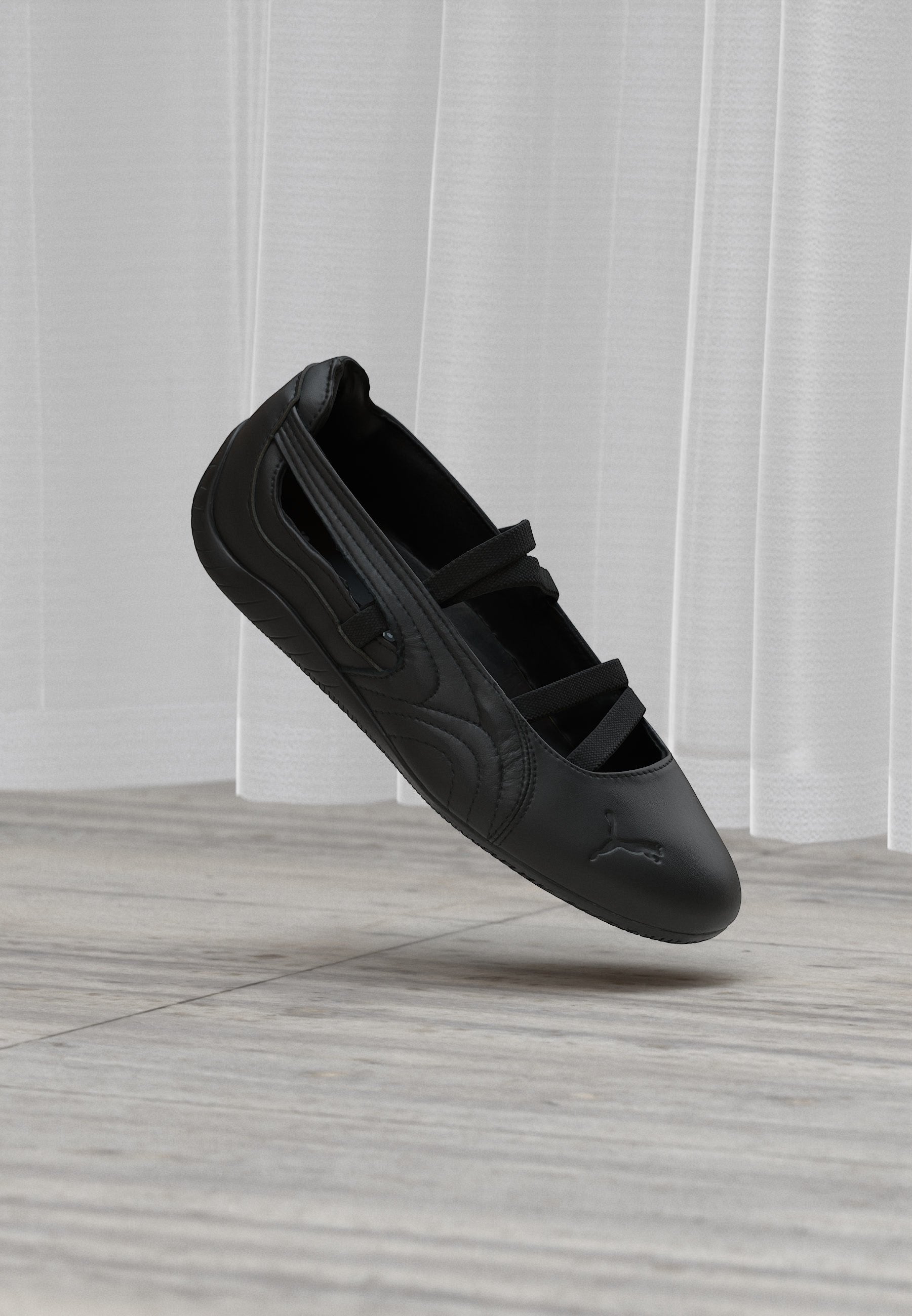 SPEEDCAT BALLET LTHR WNS - Ankle strap ballet pumps - black