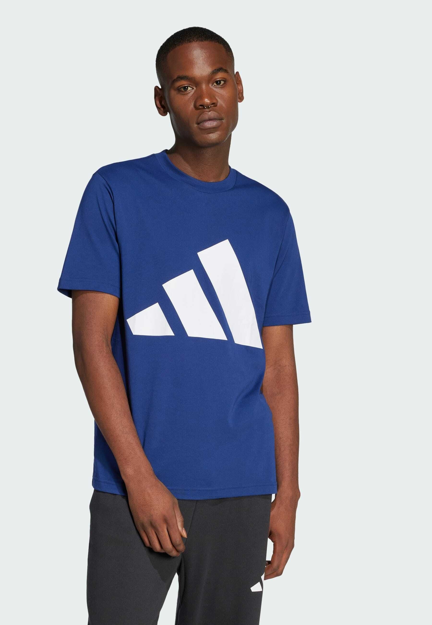 ESSENTIALS BIG LOGO SINGLE - Print T-shirt - dark blue   white
