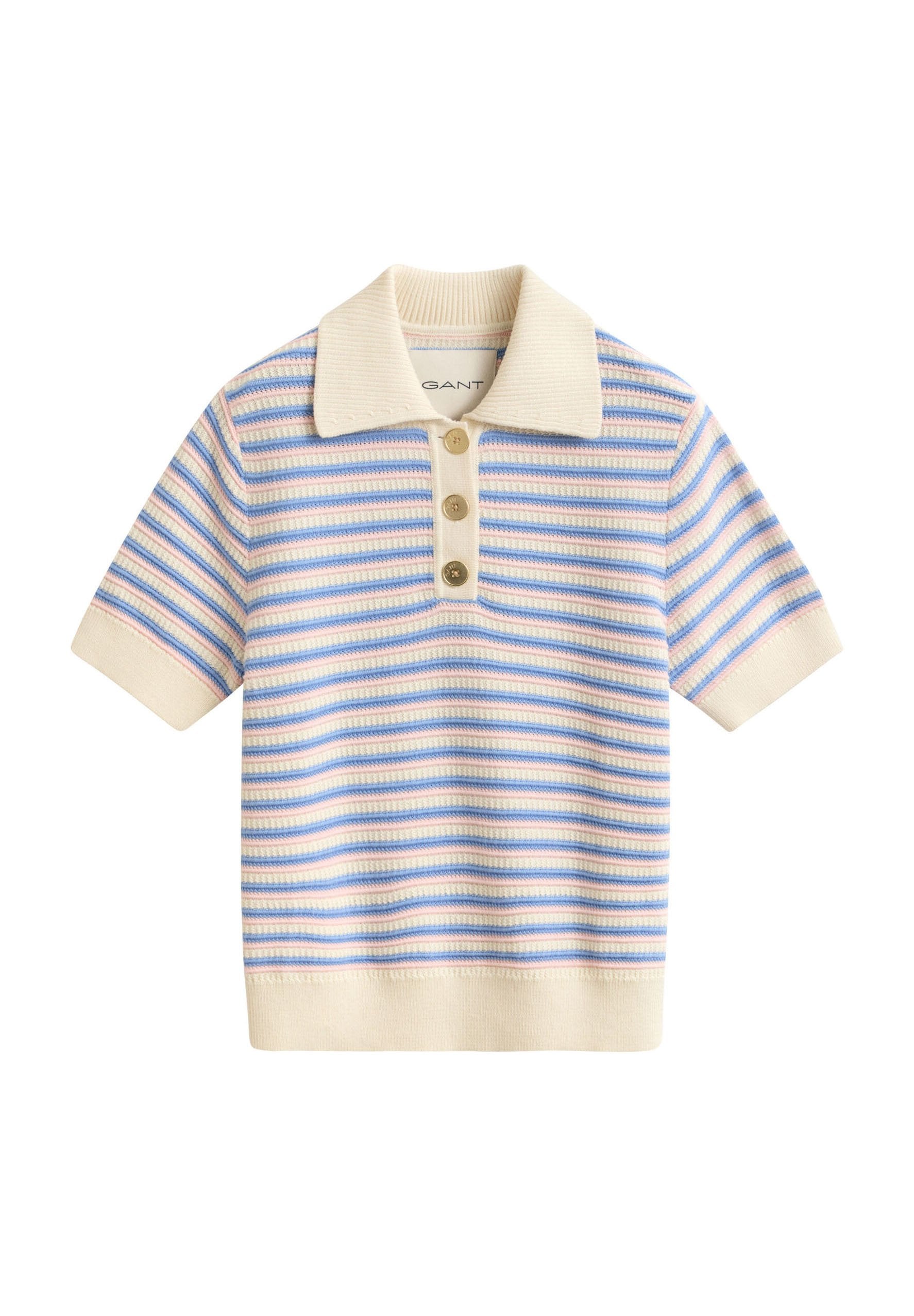 TEXTURED MULTISTRIPE RUGGER - Polo shirt - cream