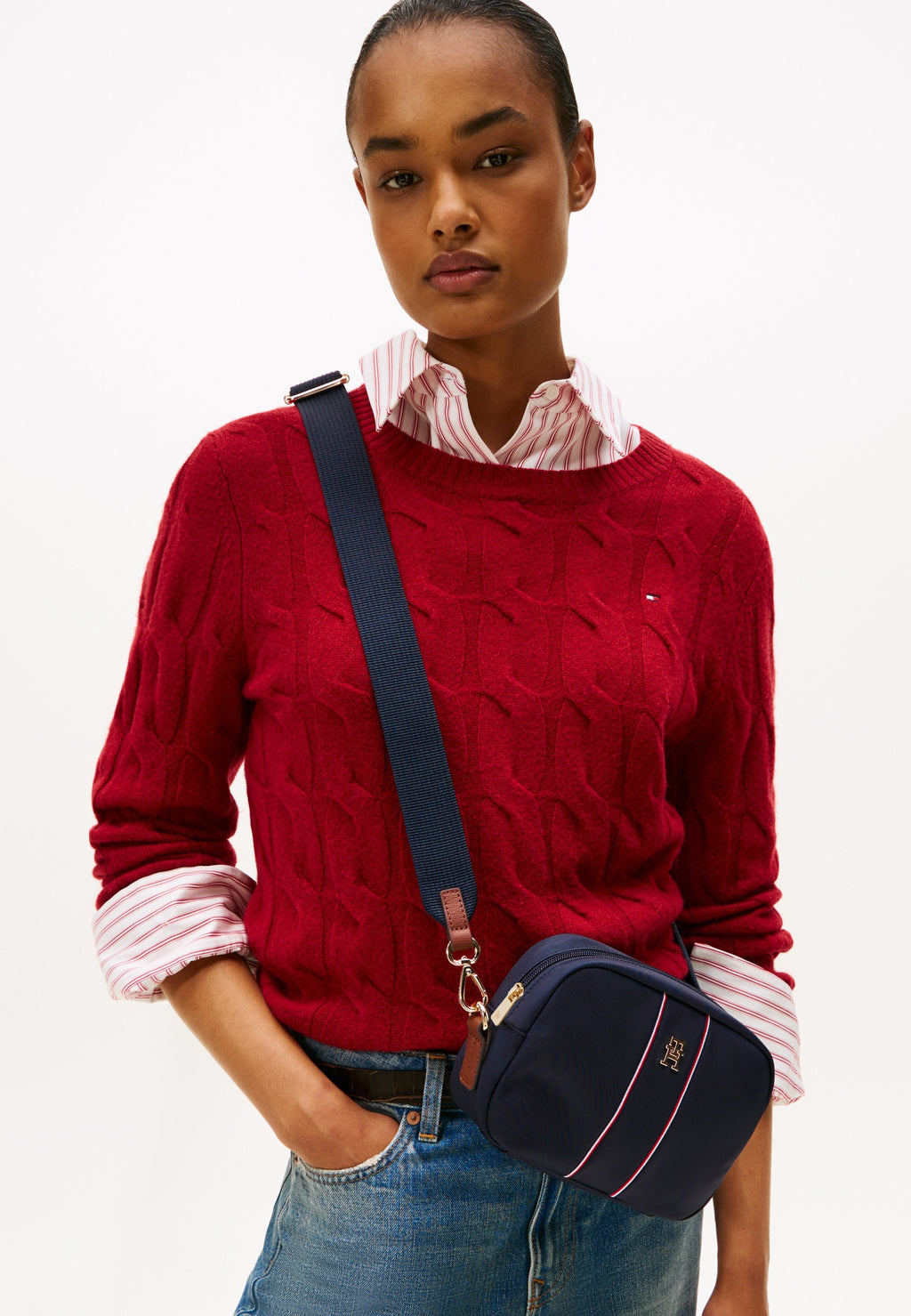 TH MONOGRAM CROSSBODY CAMERA BAG - حقيبة عبر الجسم - أزرق فضاء