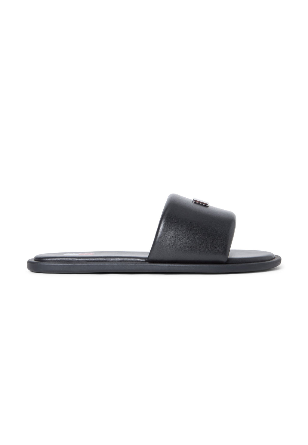 LEATHER PADDED STRAP SLIDES - Mules - black