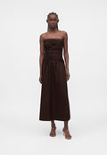 STRAPLESS DRAPED BODICE MAXI DRESS - Maxi dress - terra brown