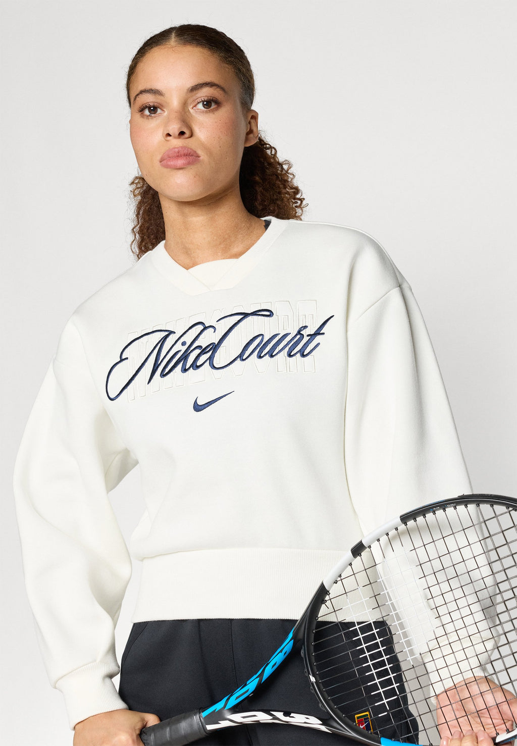 NIKECOURT - Sweatshirt - kirli beyaz/lacivert