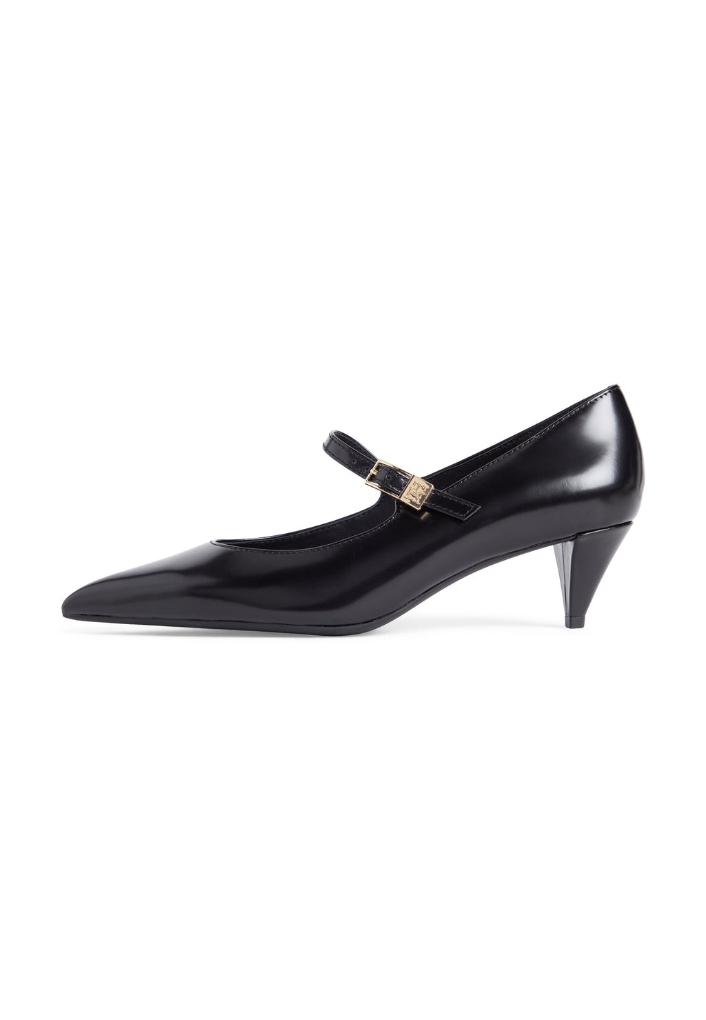 SHINY LEATHER BUCKLE POINTED TOE HEELS - Classic heels - black