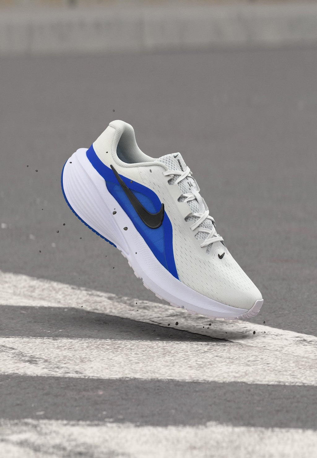 DOWNSHIFTER 14 - Road running shoes - white/black/racer blue/anthracite/platinum-coloured tint