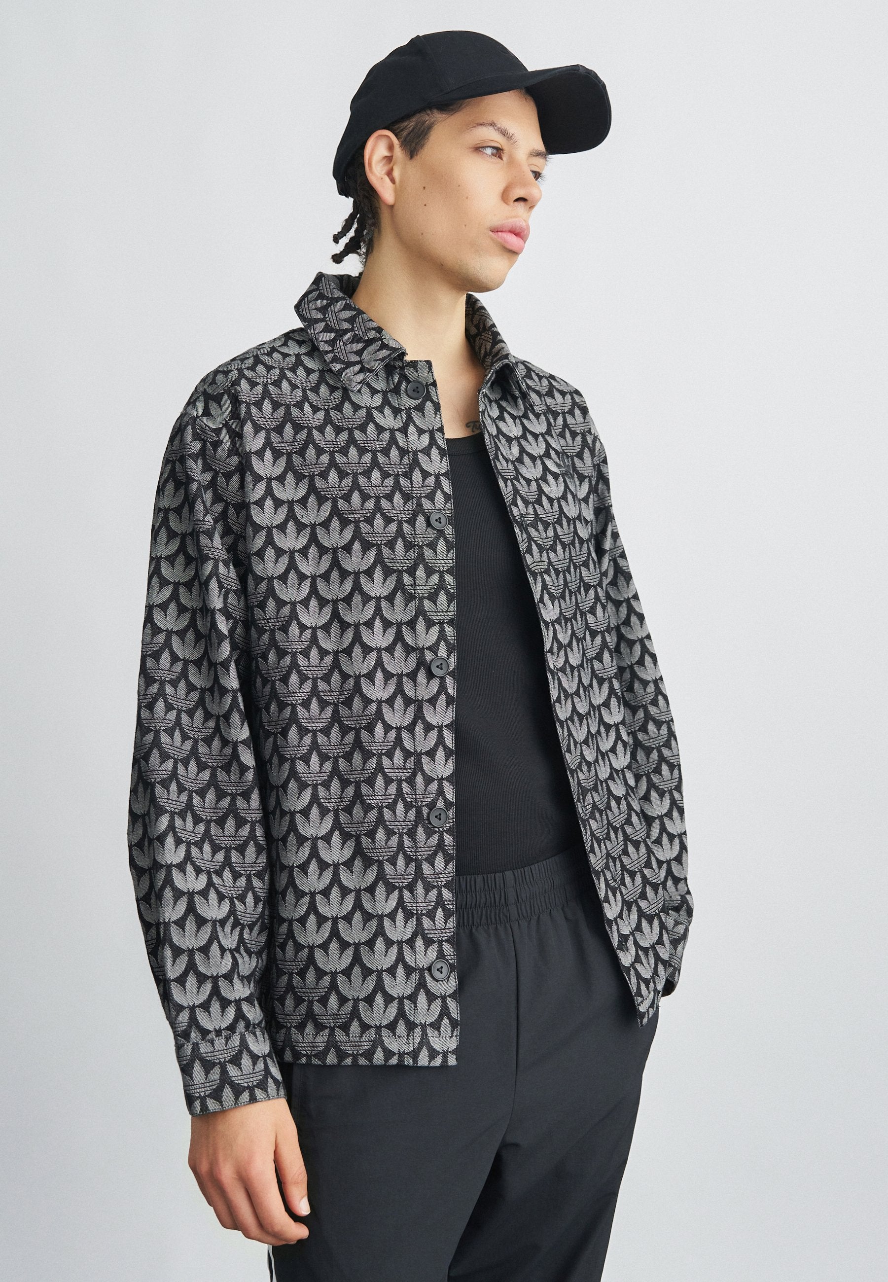 MONOGRAM SHIRT - Denim jacket - black