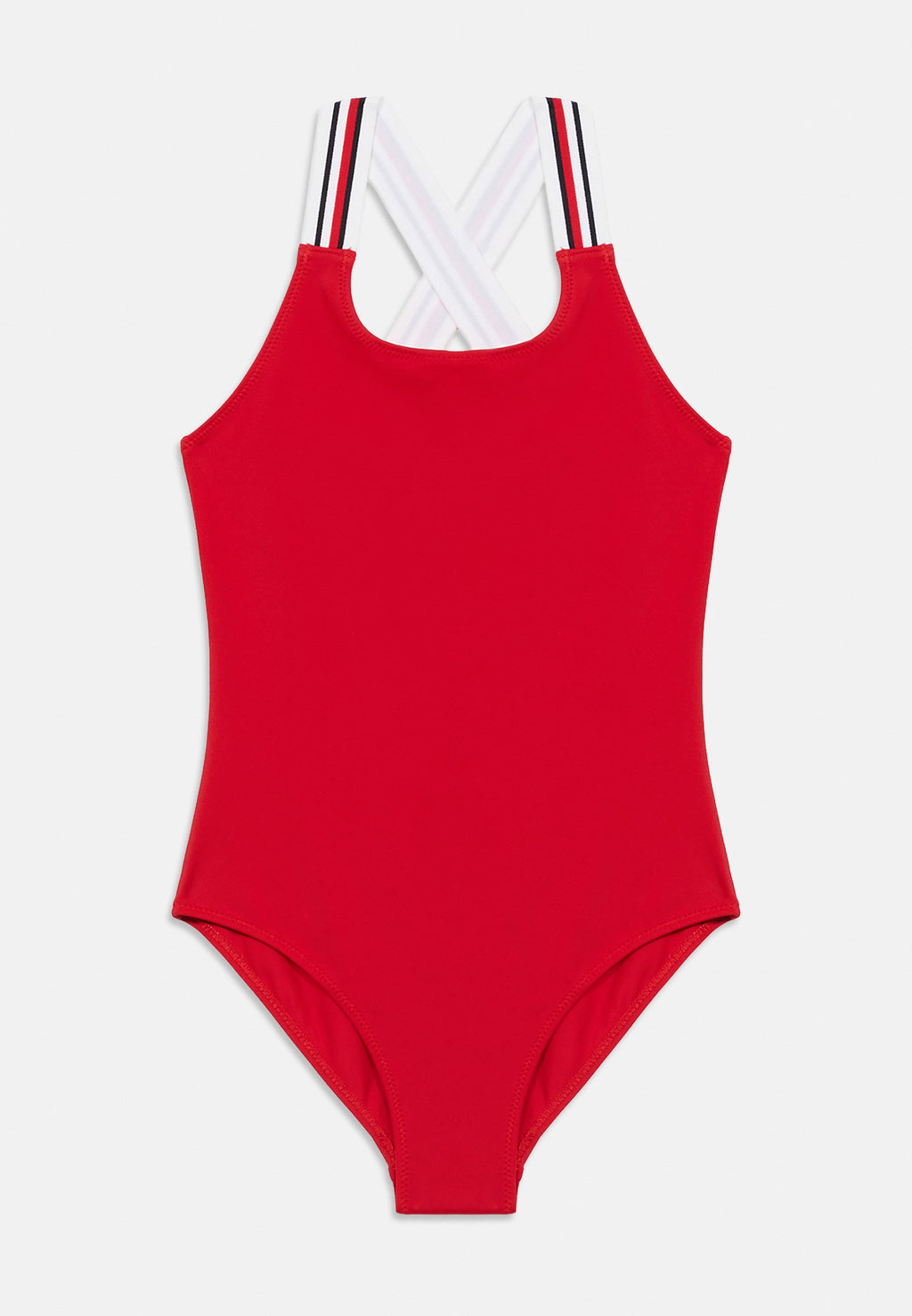 GLOBAL STRIPE SQUARE NECK CROSSOVER SWIMSUIT - Swimsuit - primary red