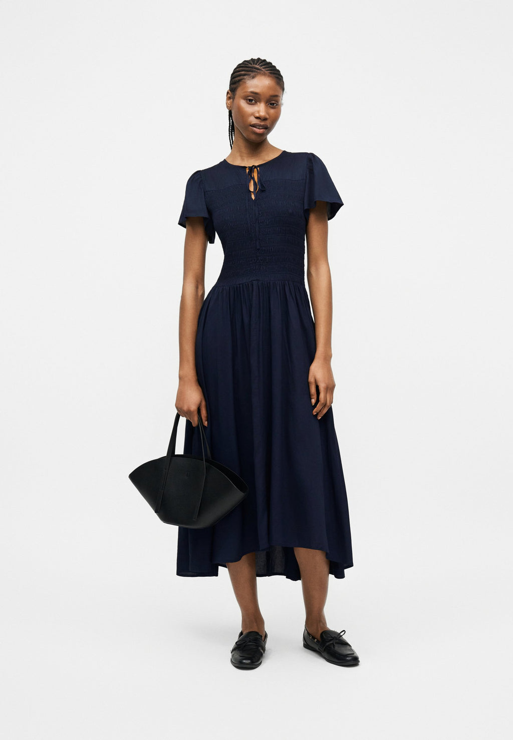 SMOCKED MIDI - Day dress - navy uniform