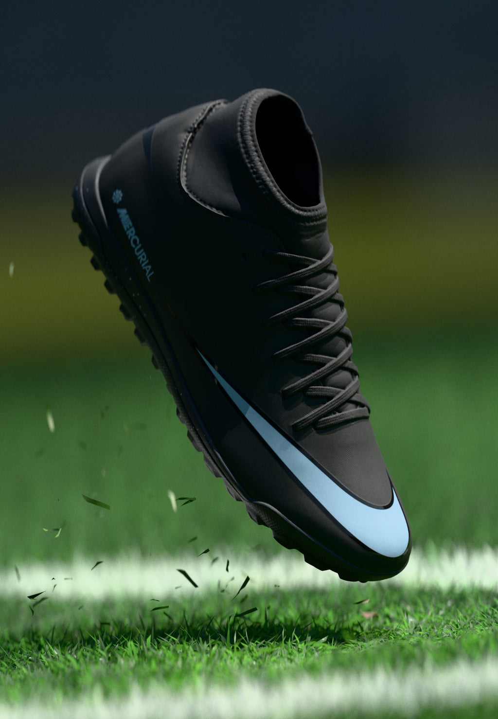 10 CLUB TF - Turf football boots - black/ice blue