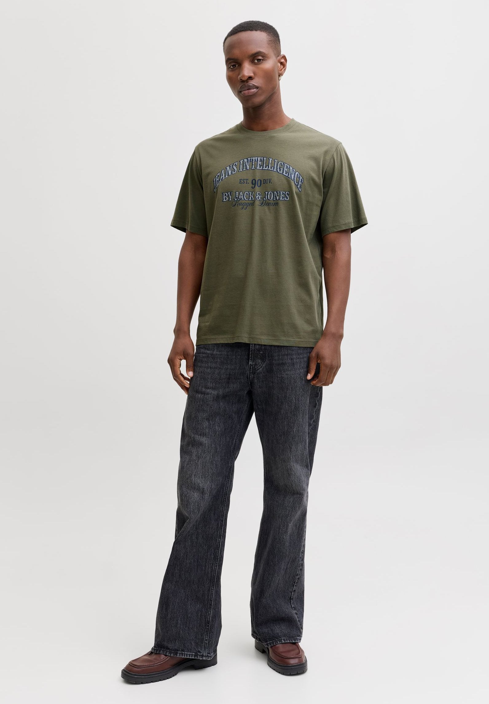 T- - Print T-shirt - dusty olive