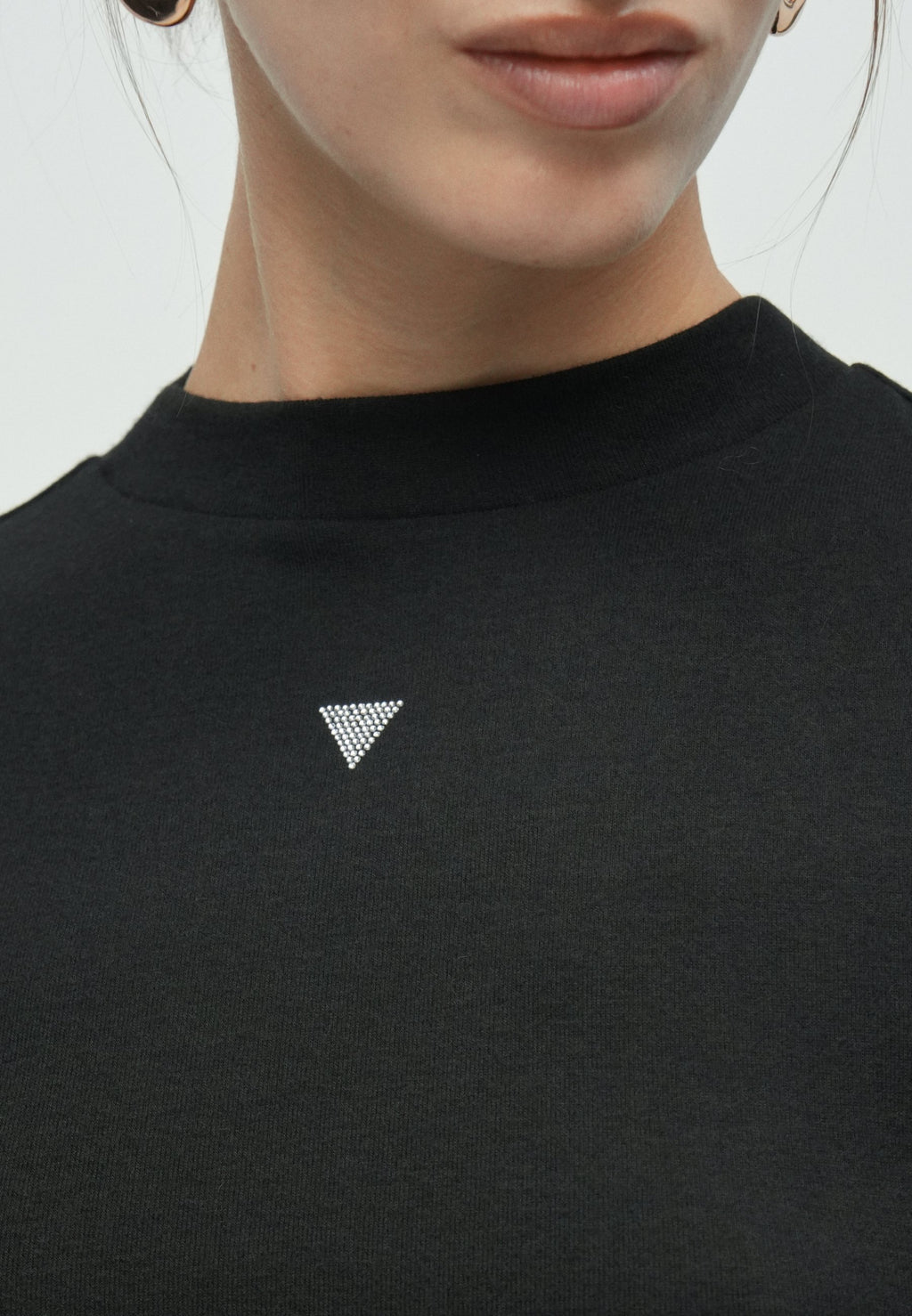 TINA MOCK NECK TOP - Basic T-shirt - jet black
