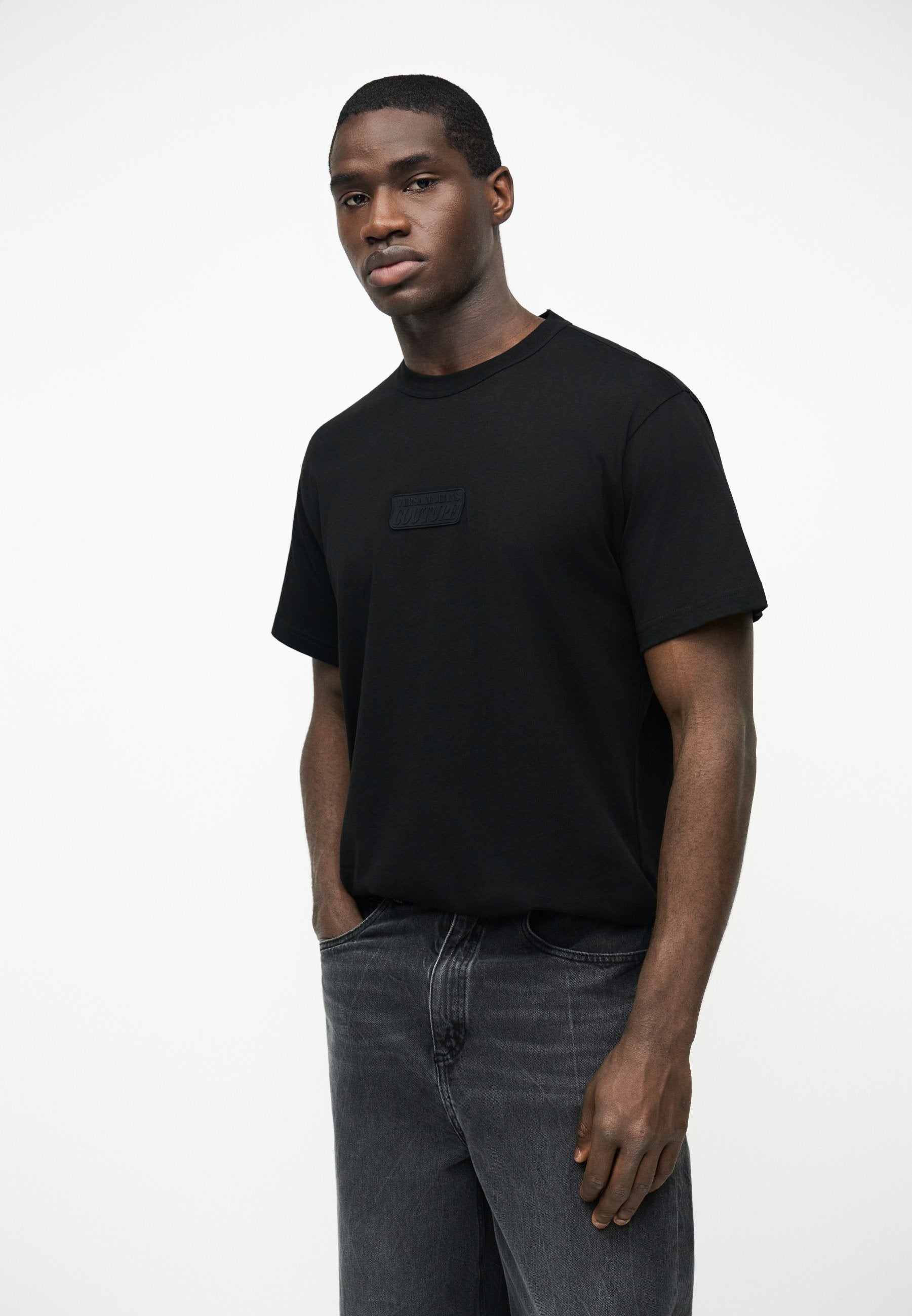 PATCH SQUARE - Basic T-shirt - black