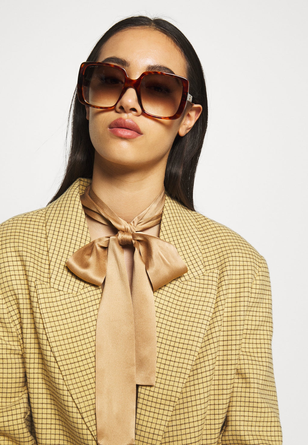 GG OVERSIZED SQUARE ACETATE SUNGLASSES - Sunglasses - havana/brown