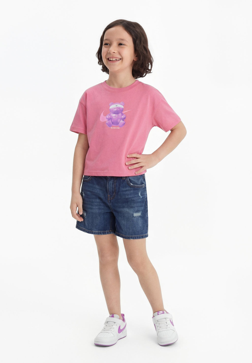 TEE BOXY BEAR - T-shirt imprimé - pivoine